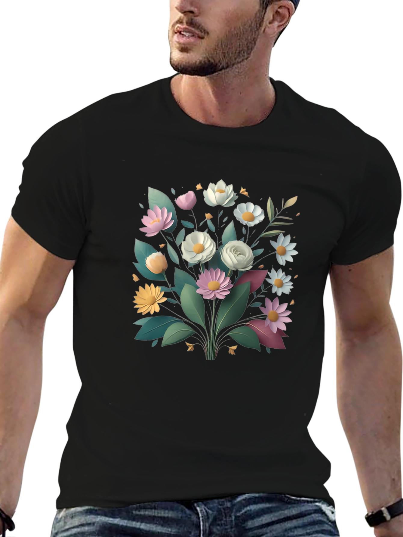 Floral Graphic Black T-Shirt - Stylish Casual Wear