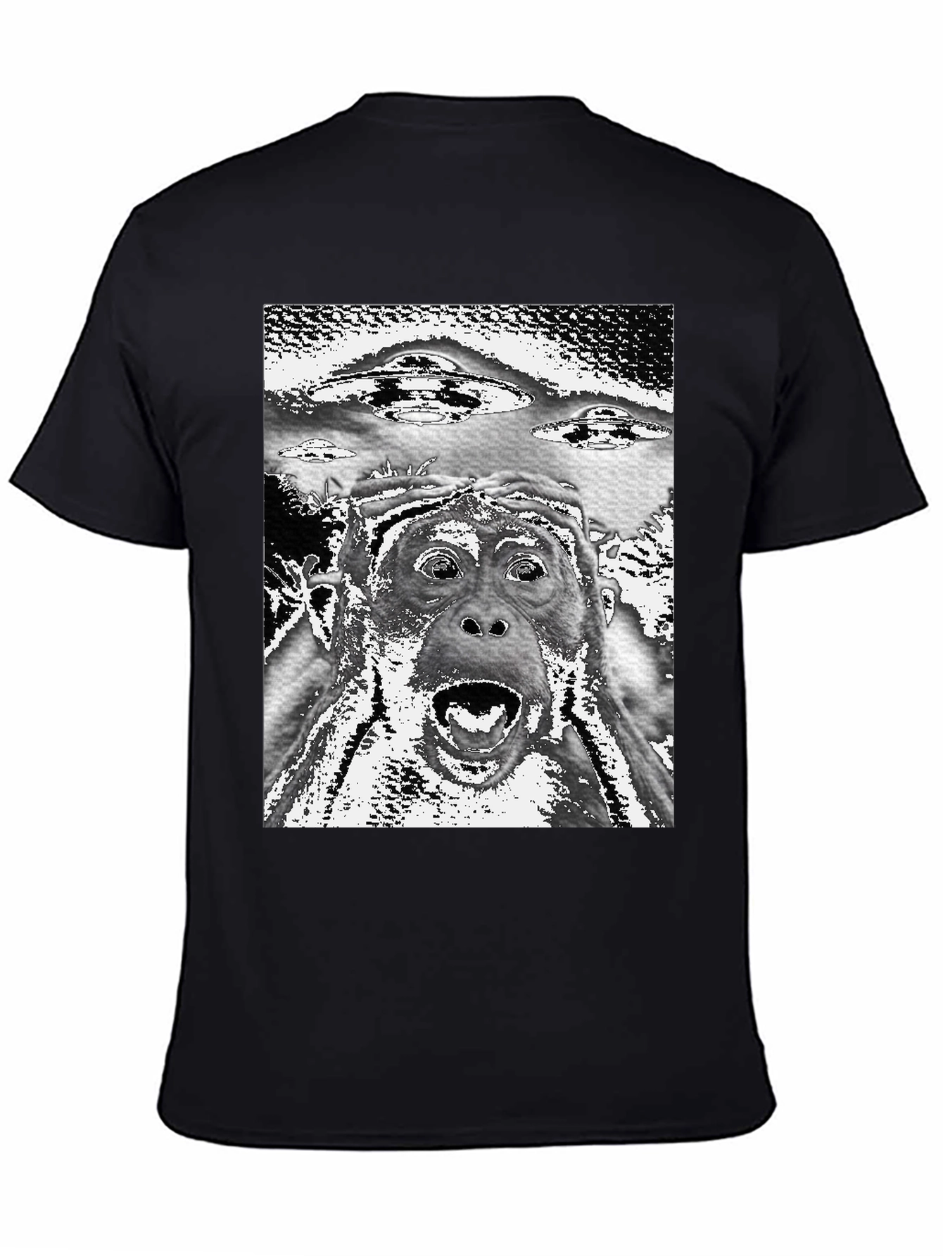UFO Ape Black T-Shirt - Sci-Fi Novelty Tee