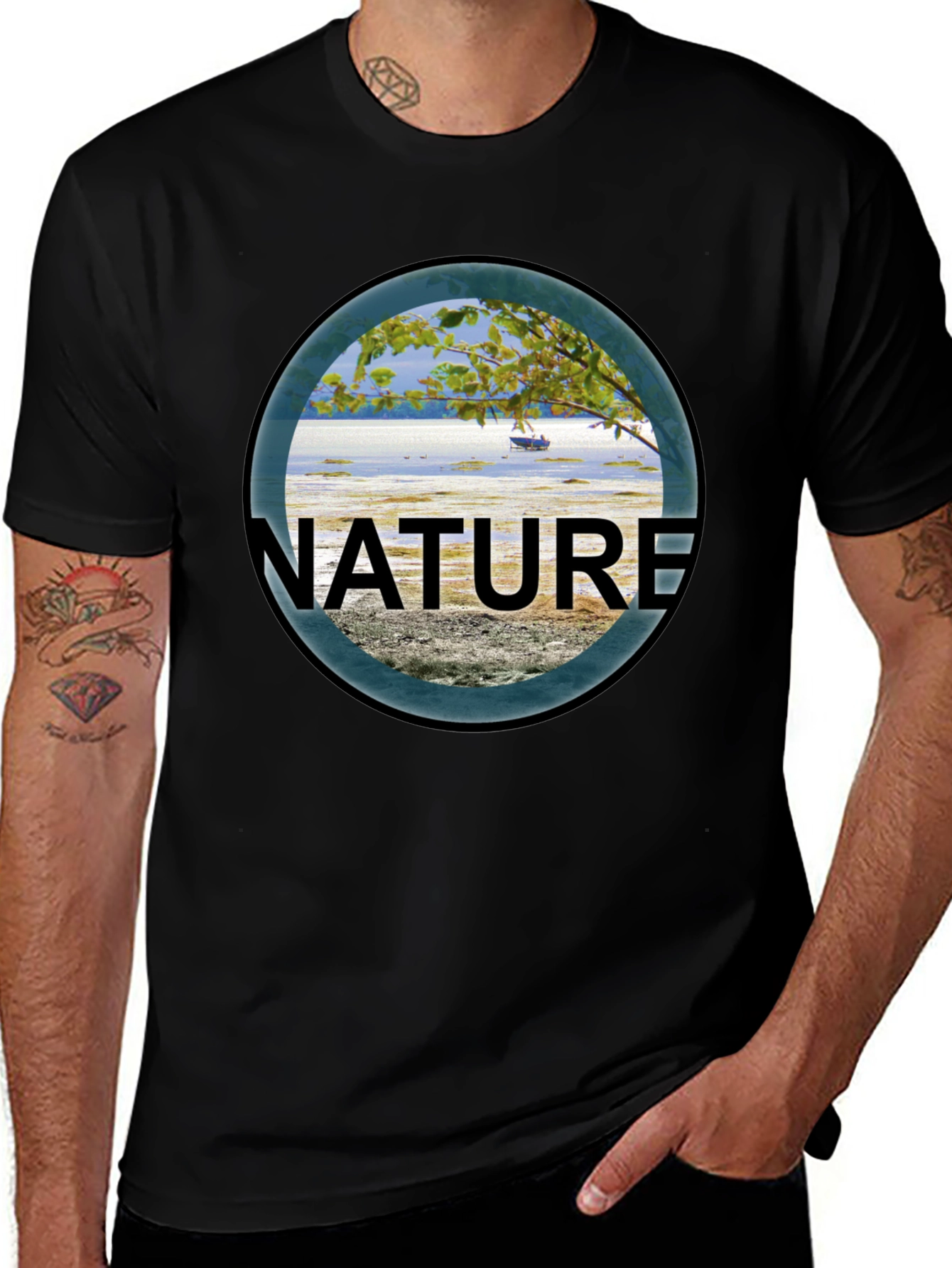Nature Scene Graphic Black T-Shirt