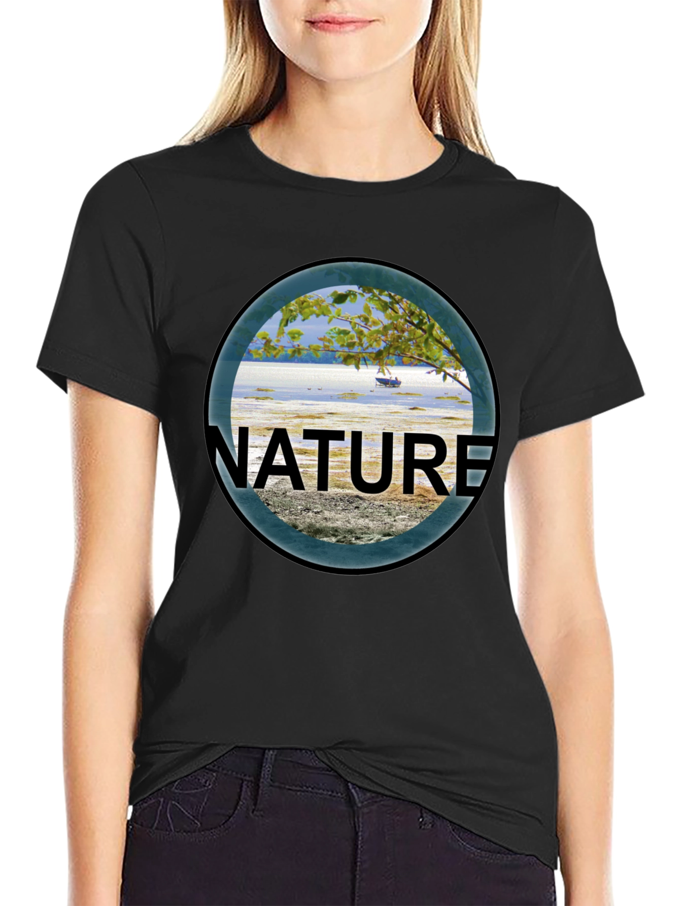 Nature Scene Graphic Black T-Shirt