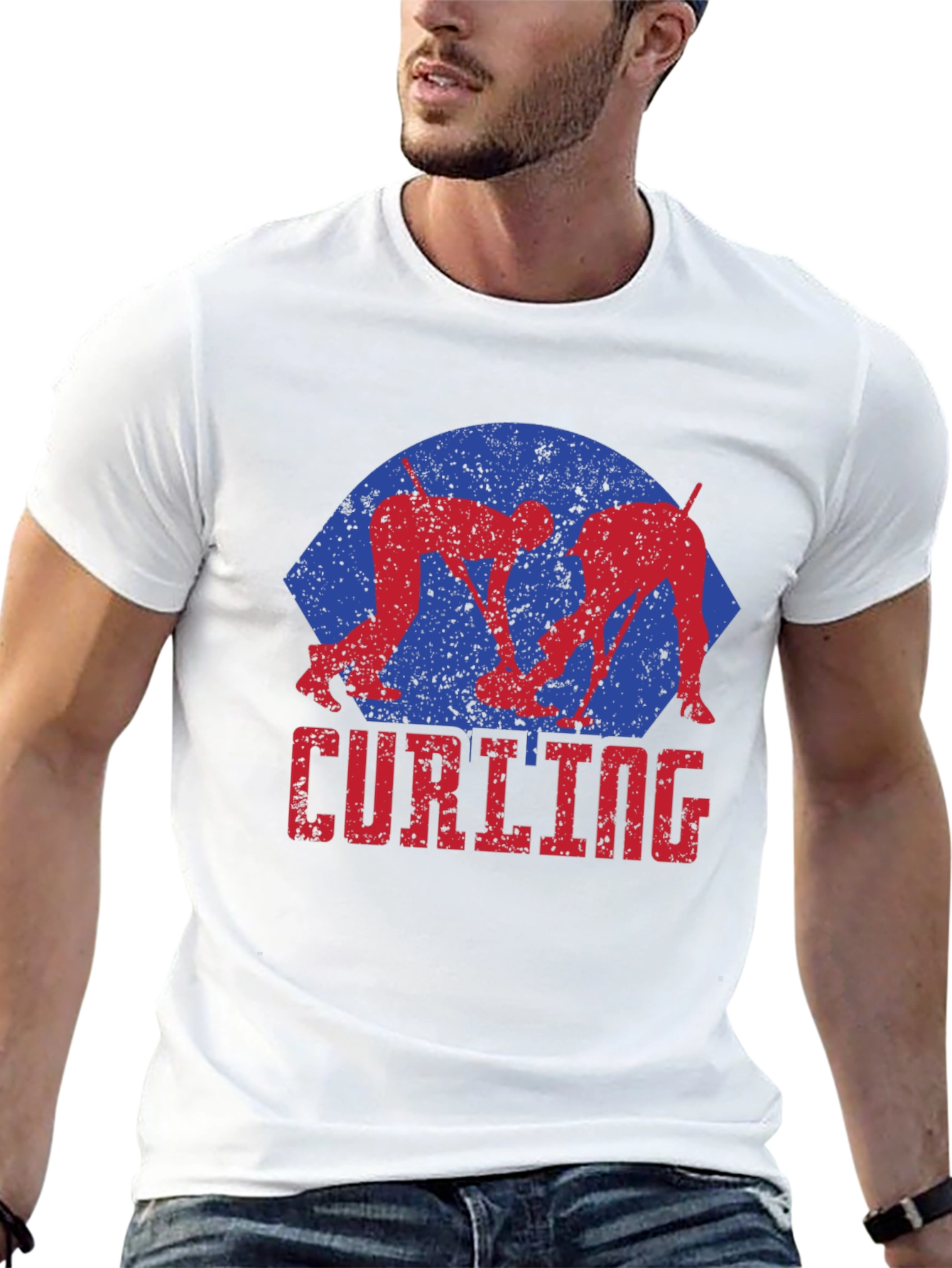 Curling T-Shirt - Retro Style Sports Tee