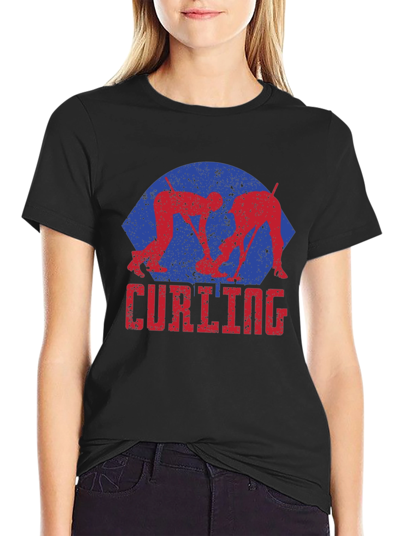 Curling T-Shirt - Retro Style Sports Tee