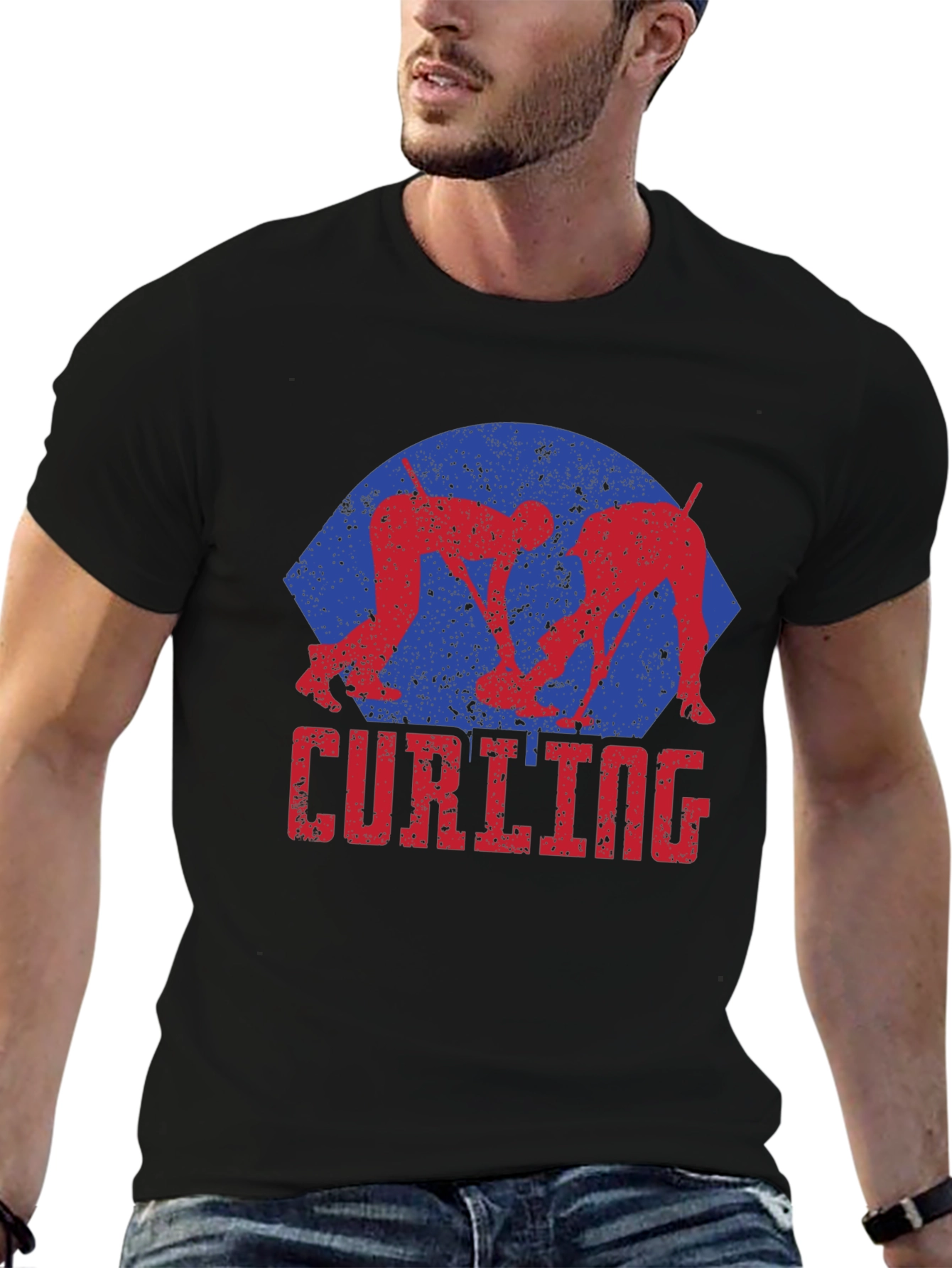 Curling T-Shirt - Retro Style Sports Tee