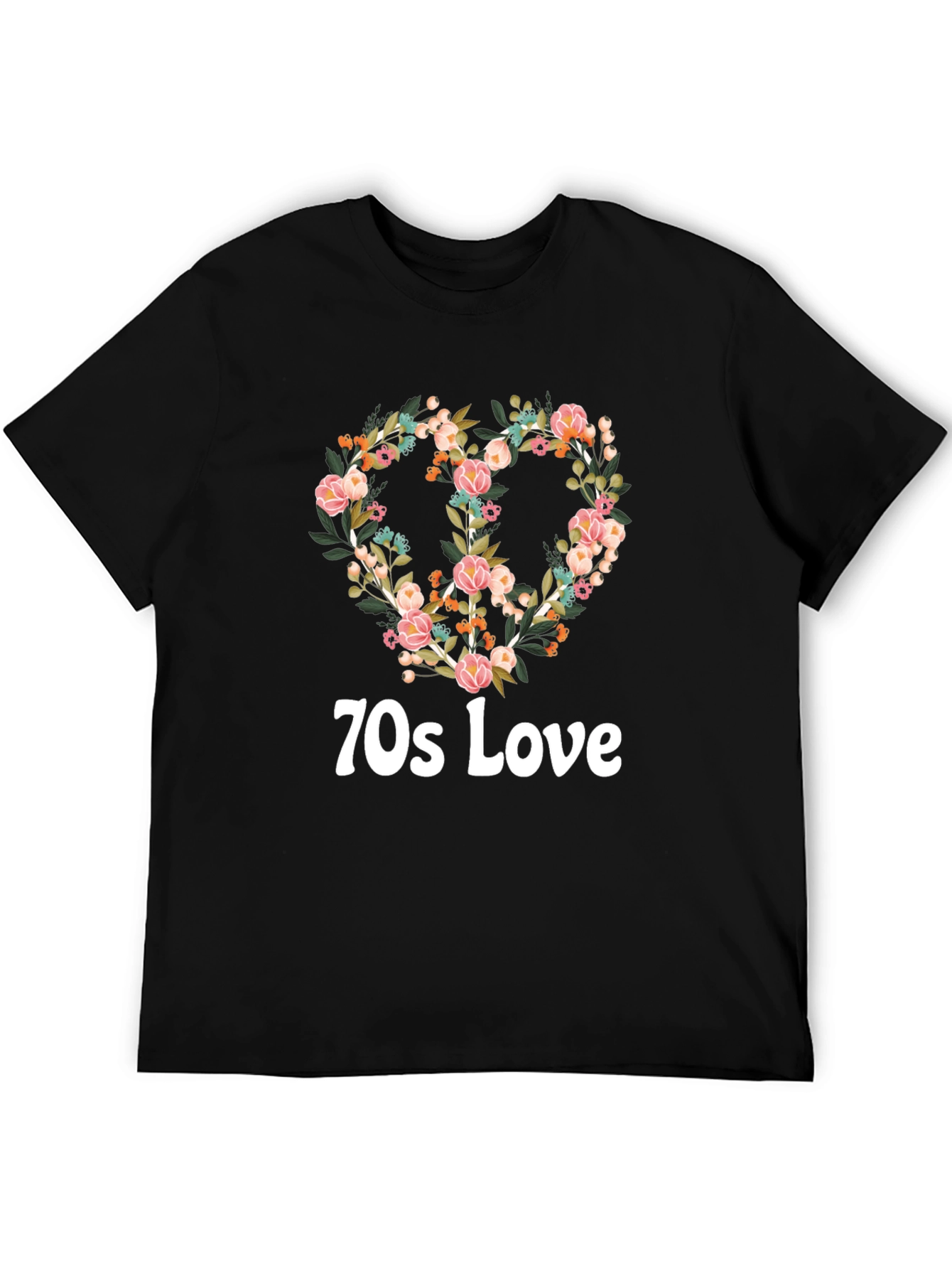 70s Love Floral Peace Sign T-Shirt