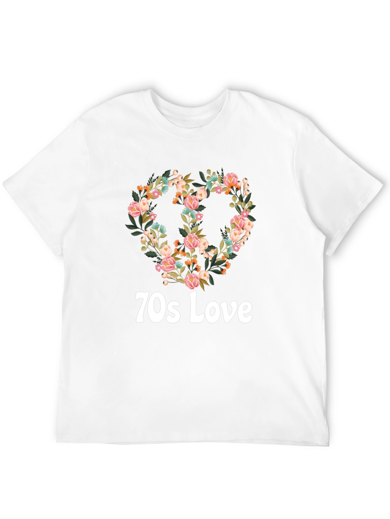 70s Love Floral Peace Sign T-Shirt