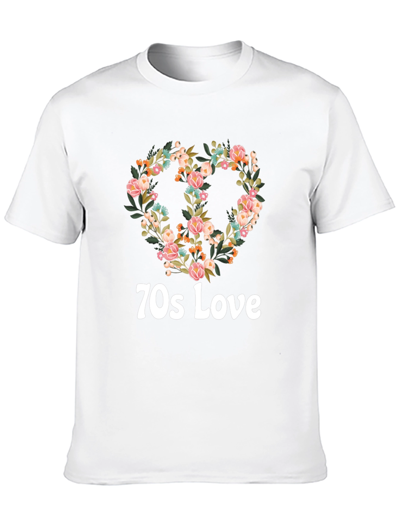 70s Love Floral Peace Sign T-Shirt