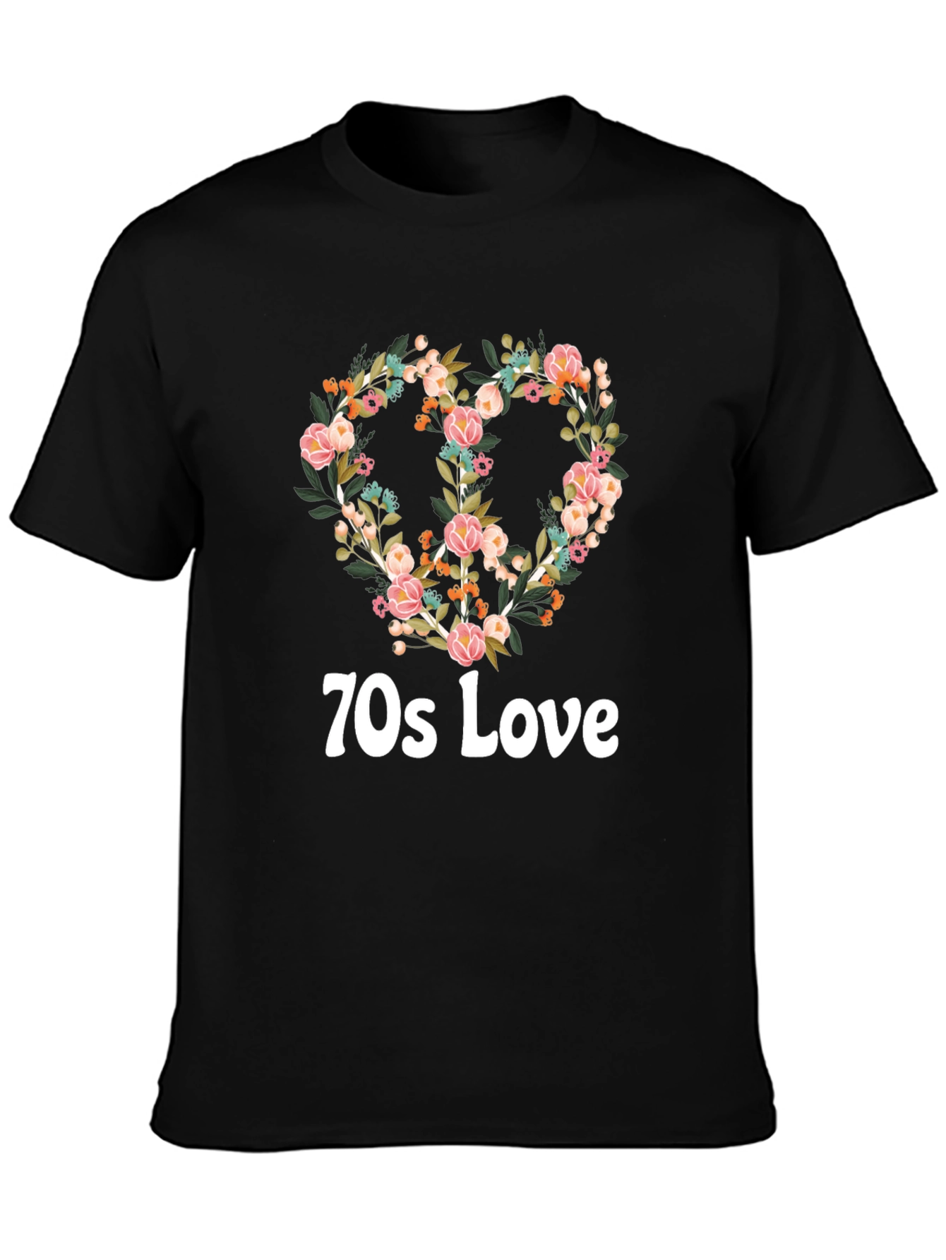 70s Love Floral Peace Sign T-Shirt