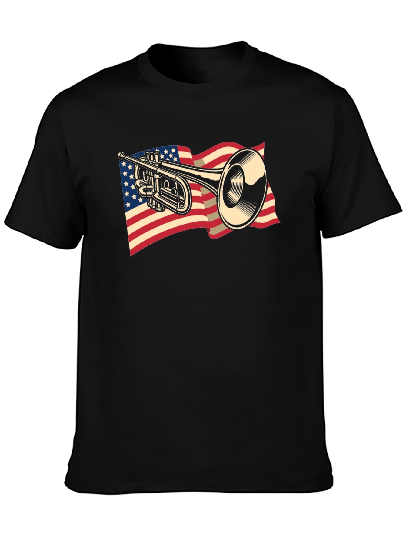 Trumpet USA Flag Graphic T-Shirt