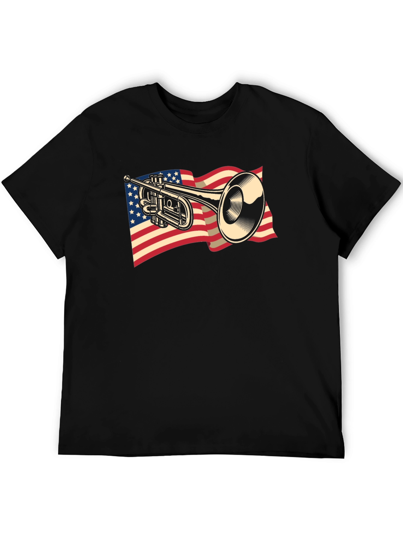 Trumpet USA Flag Graphic T-Shirt