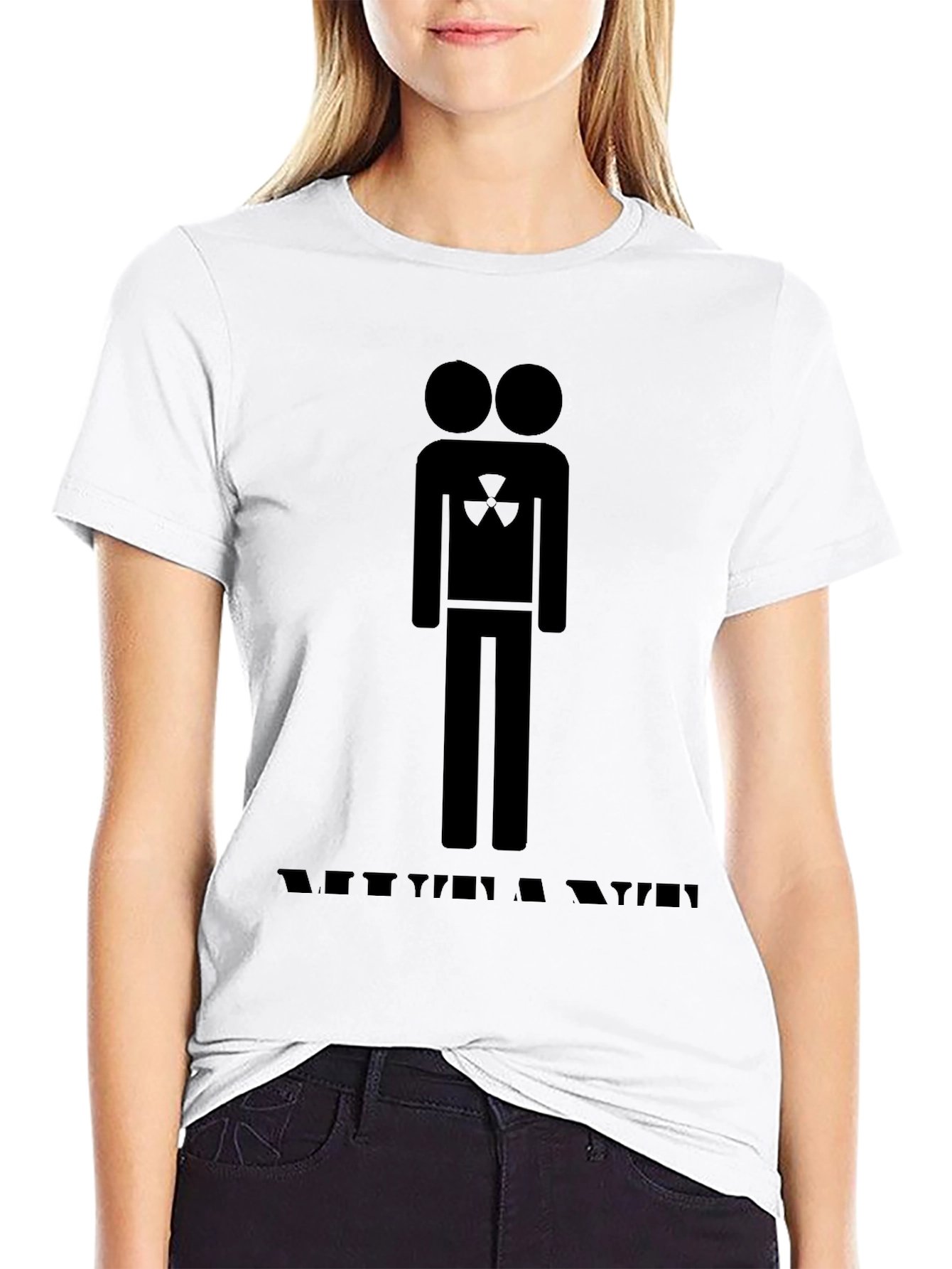 Two-Headed Man Nuclear Symbol Black Graphic Tee