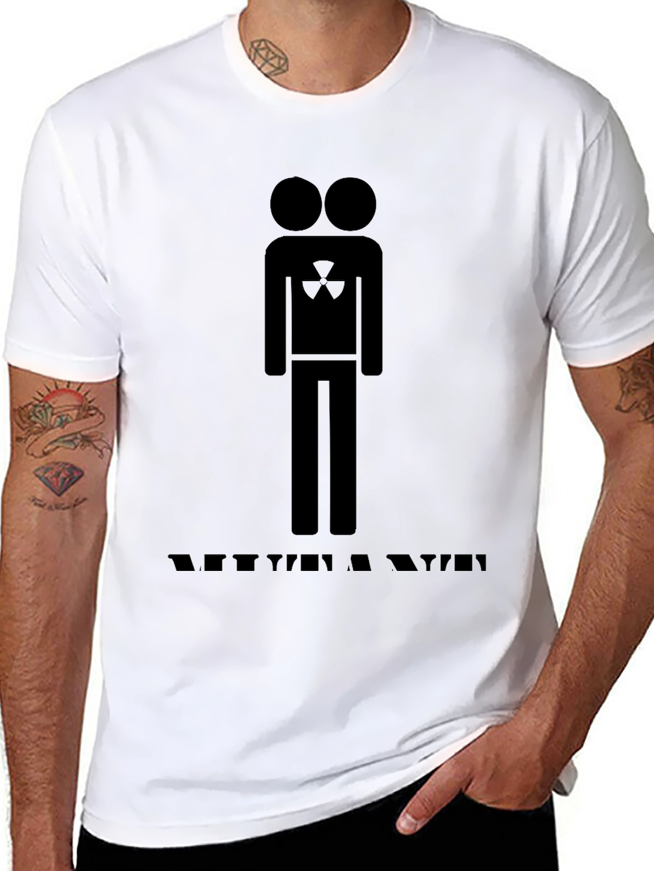 Two-Headed Man Nuclear Symbol Black Graphic Tee