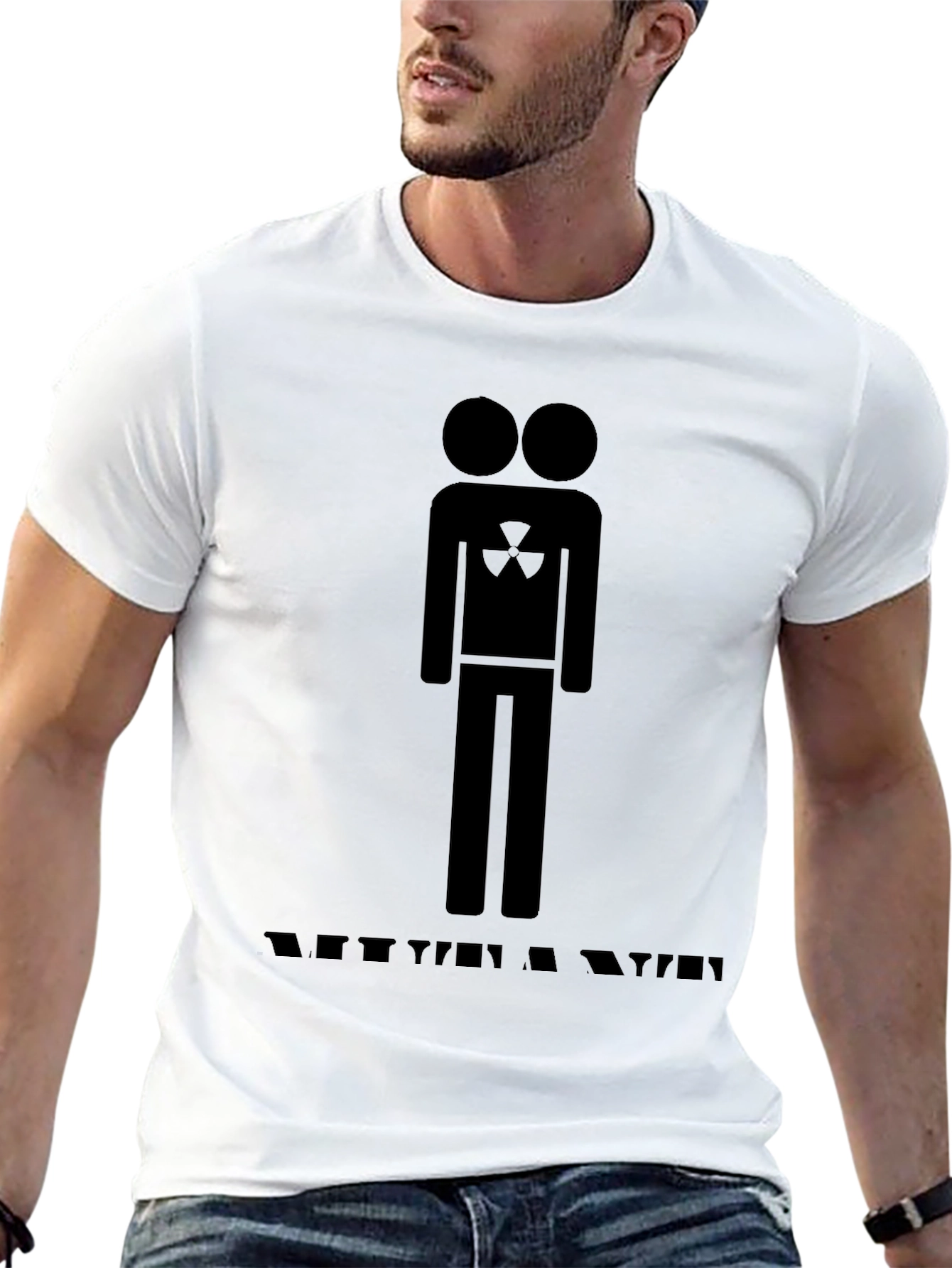Two-Headed Man Nuclear Symbol Black Graphic Tee
