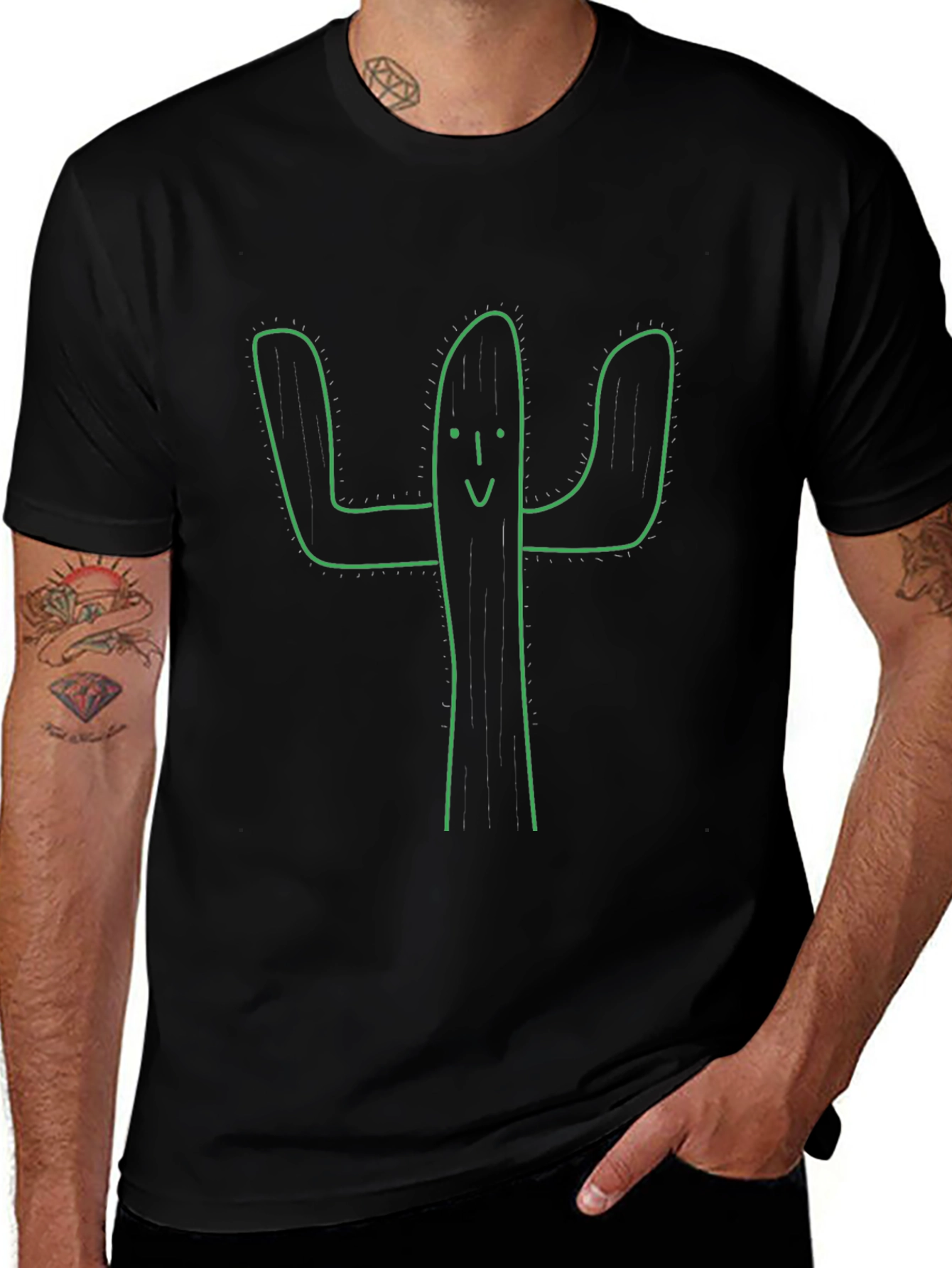 Cactus Graphic Tee - Quirky Black T-Shirt