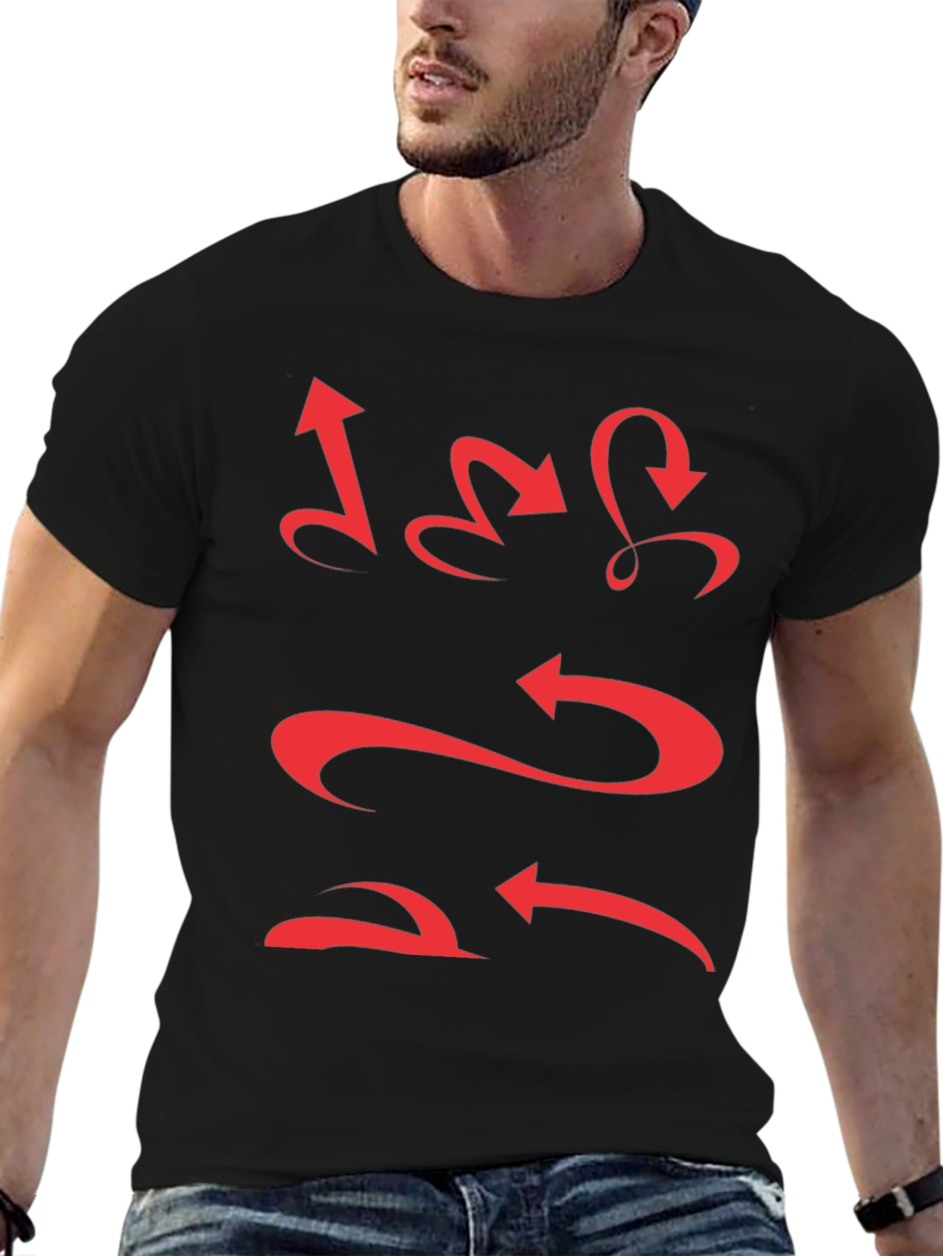 Mens Black Arrow Graphic Tee - Unique Design