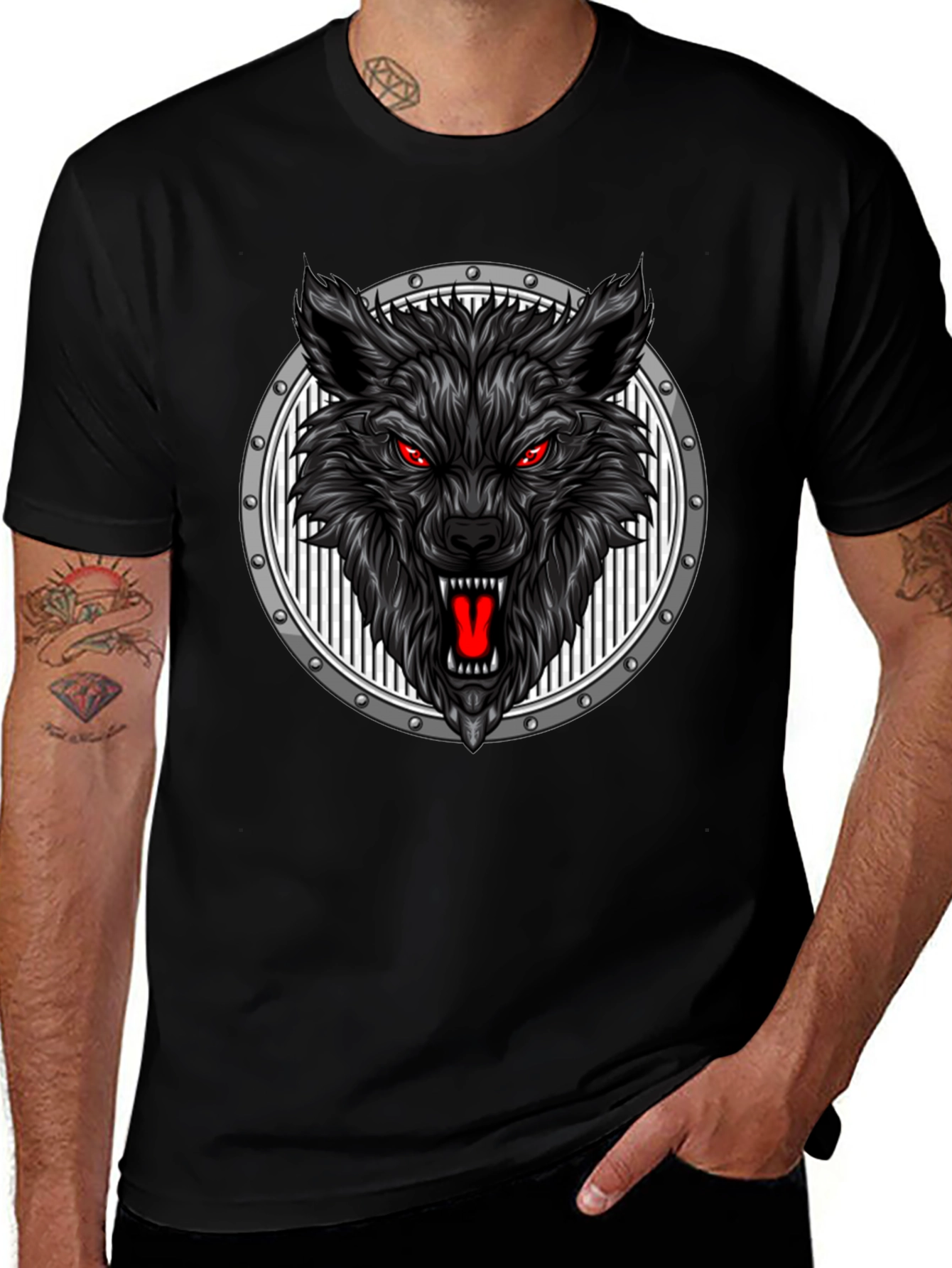 Wolf Head Graphic Black T-Shirt