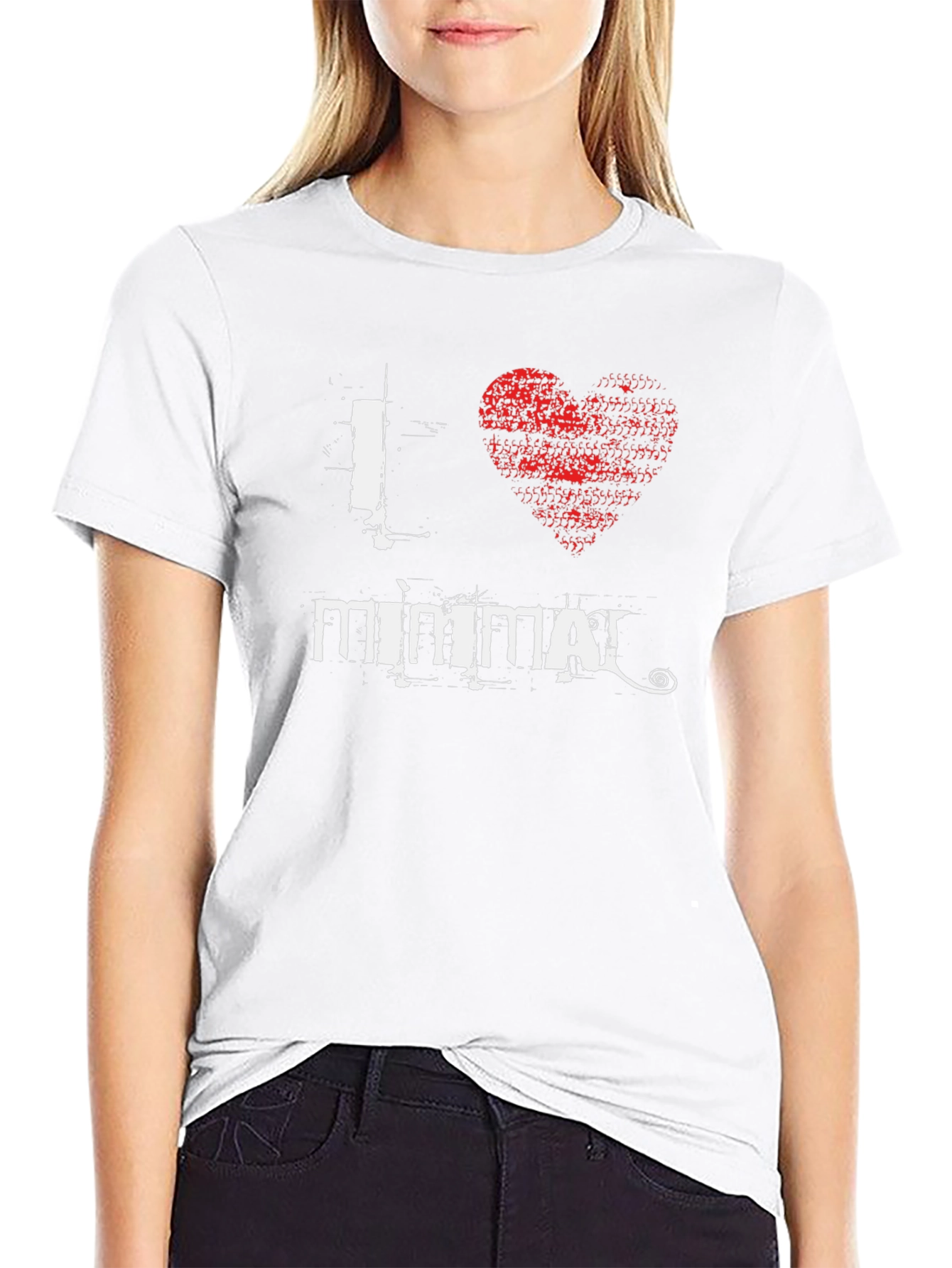 I Heart Minimal Black Graphic T-Shirt