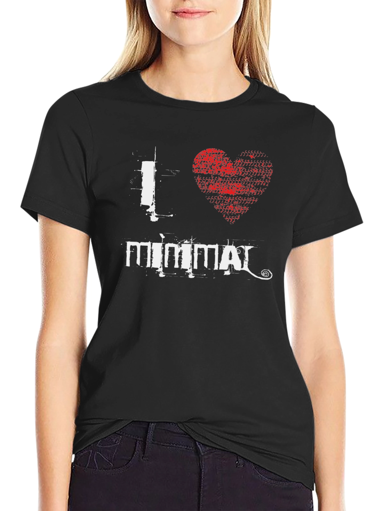 I Heart Minimal Black Graphic T-Shirt