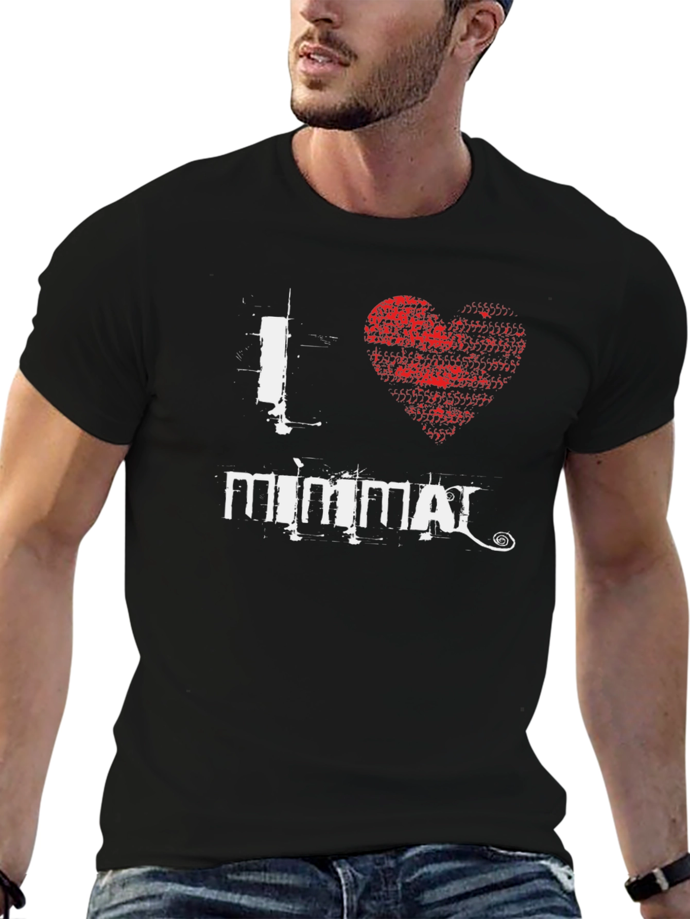 I Heart Minimal Black Graphic T-Shirt
