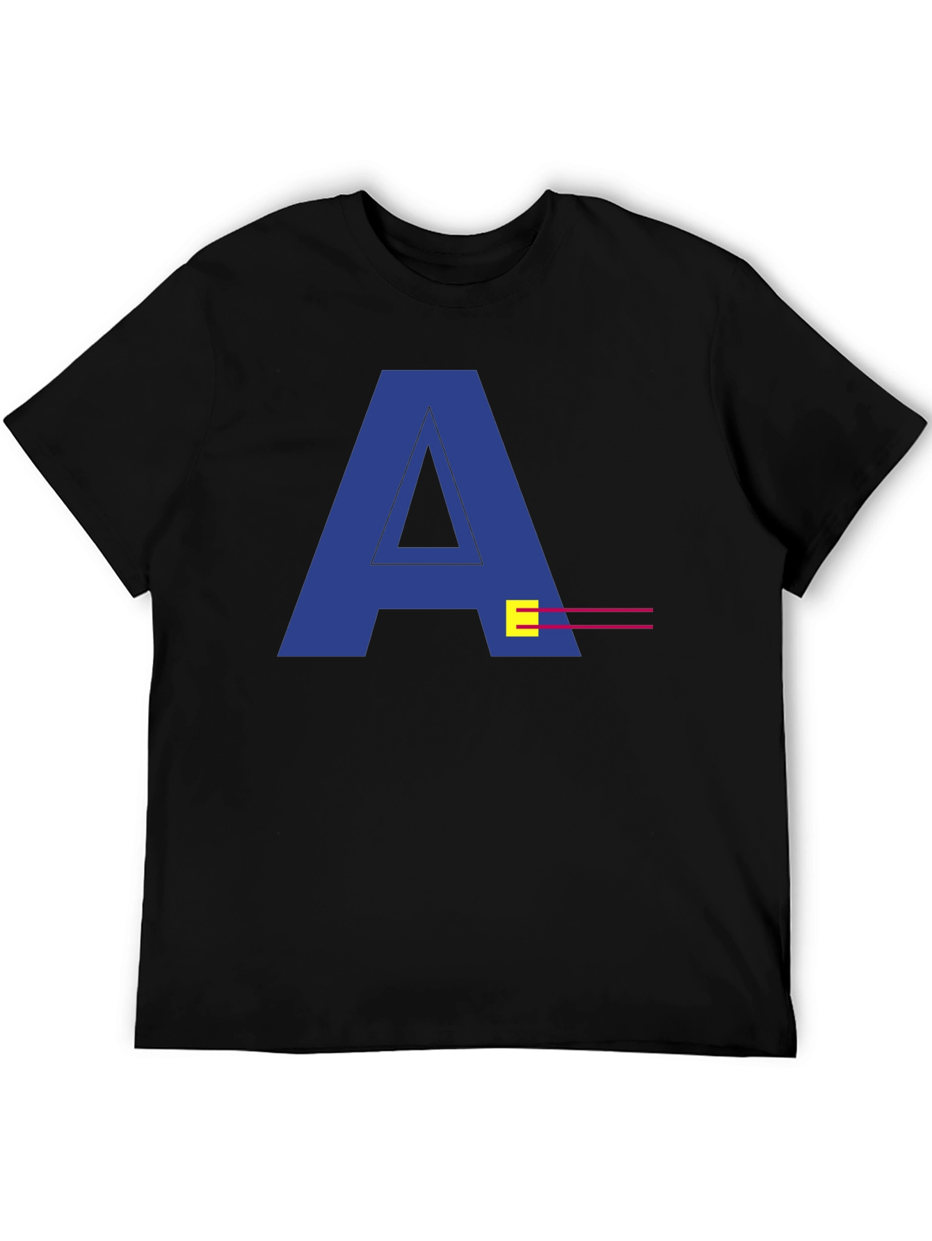 Retro Alphabet Black T-Shirt - A Initial Design