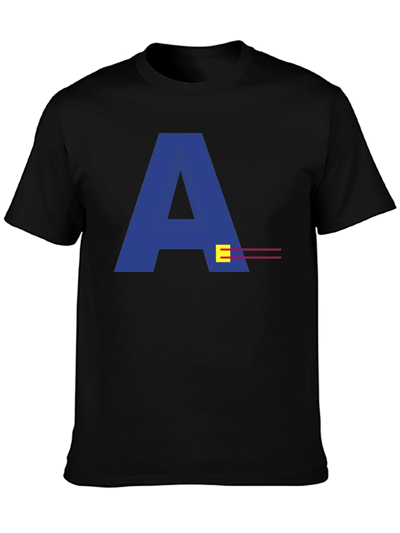 Retro Alphabet Black T-Shirt - A Initial Design