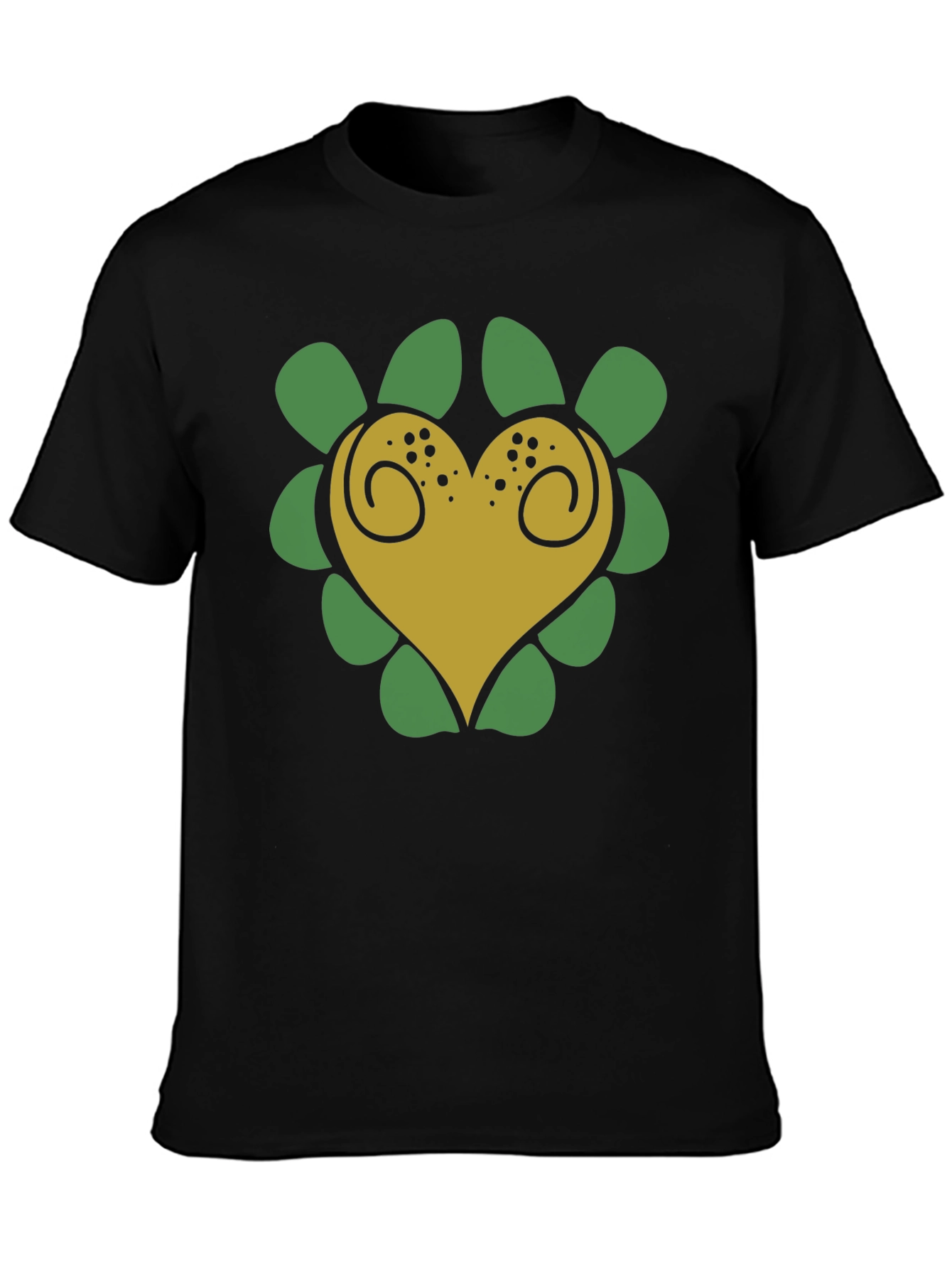 Heart Flower T-Shirt - Black