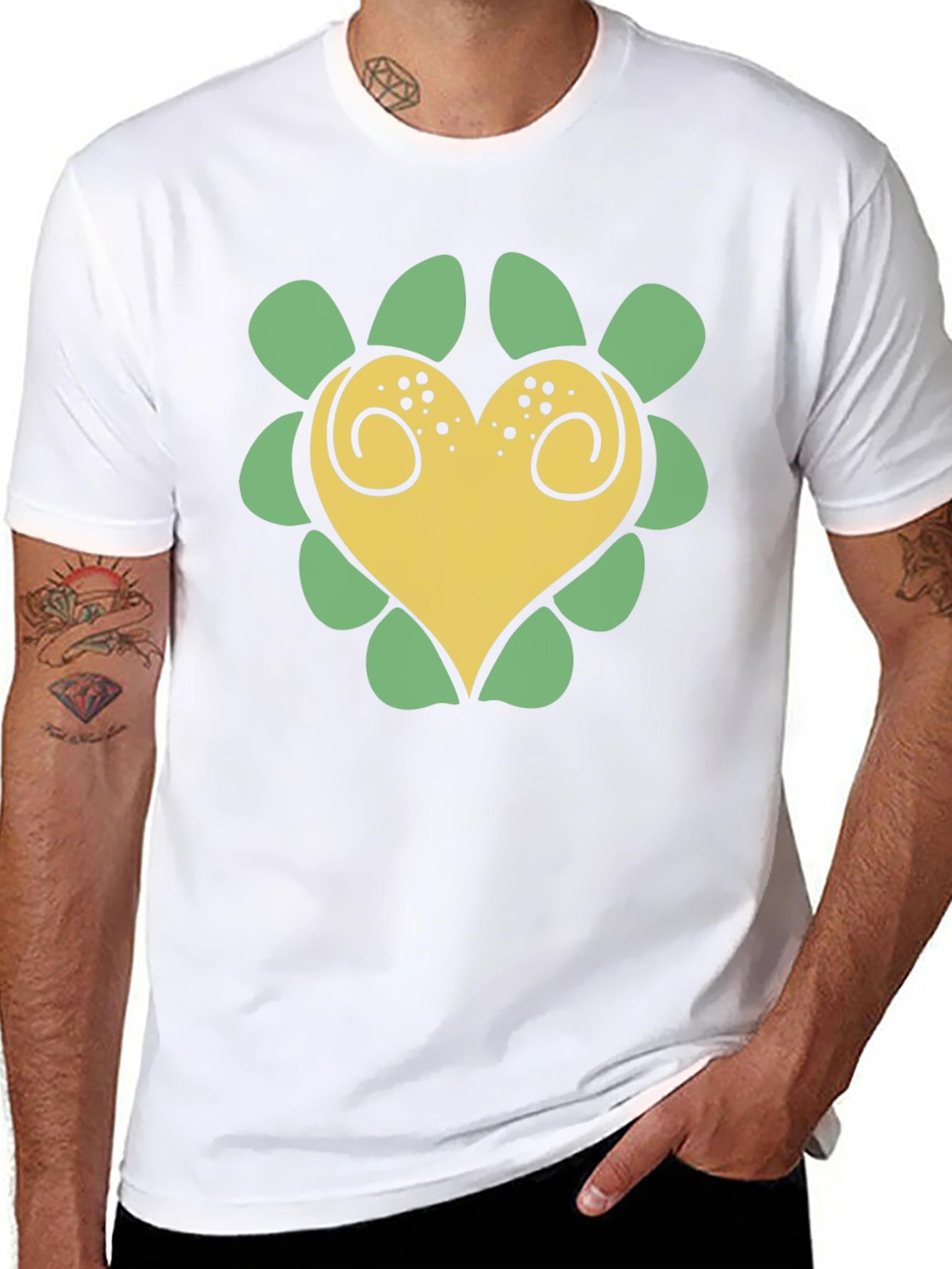 Heart Flower T-Shirt - Black
