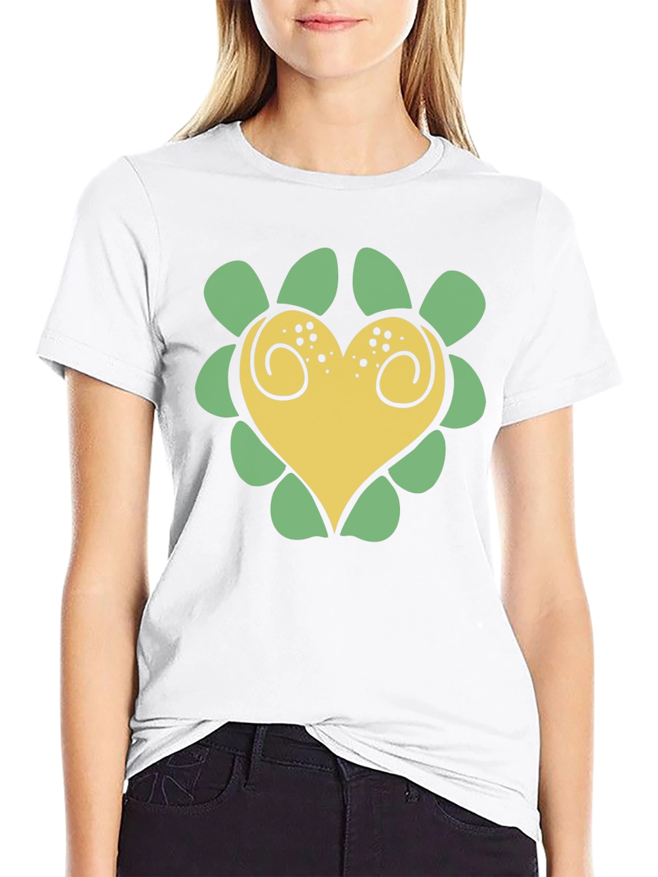 Heart Flower T-Shirt - Black