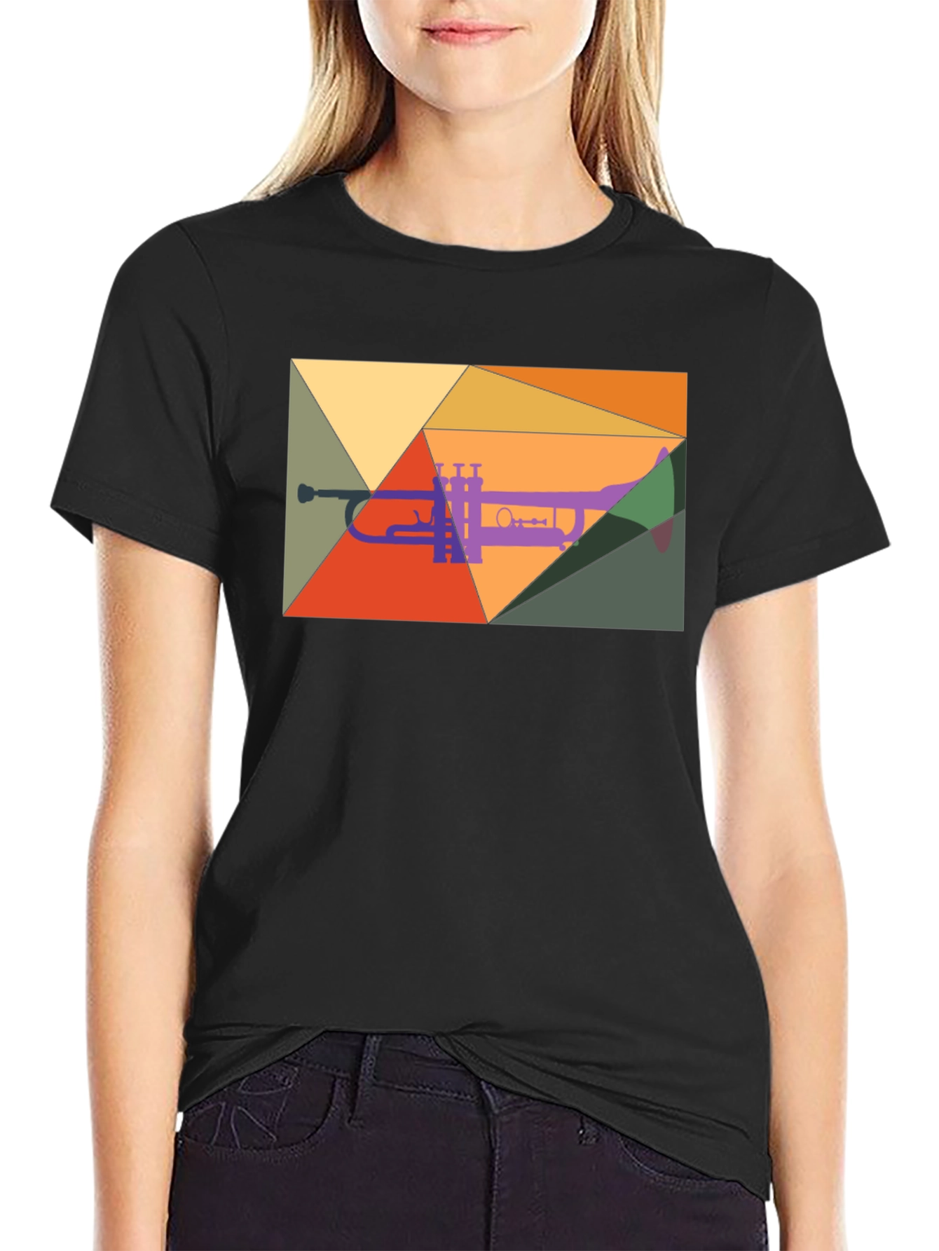 Abstract Trumpet Graphic Tee - Modern Music Shirt