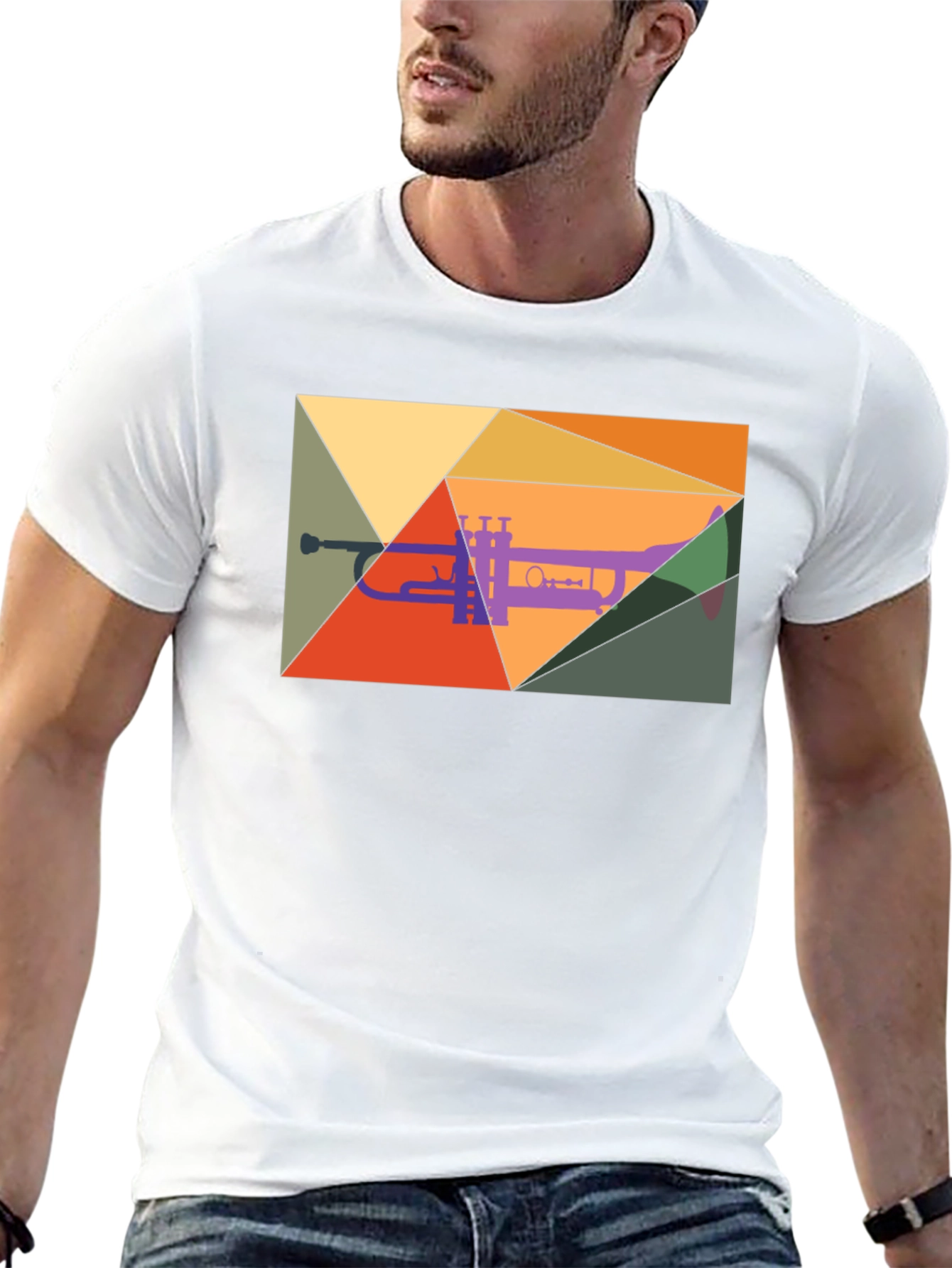 Abstract Trumpet Graphic Tee - Modern Music Shirt