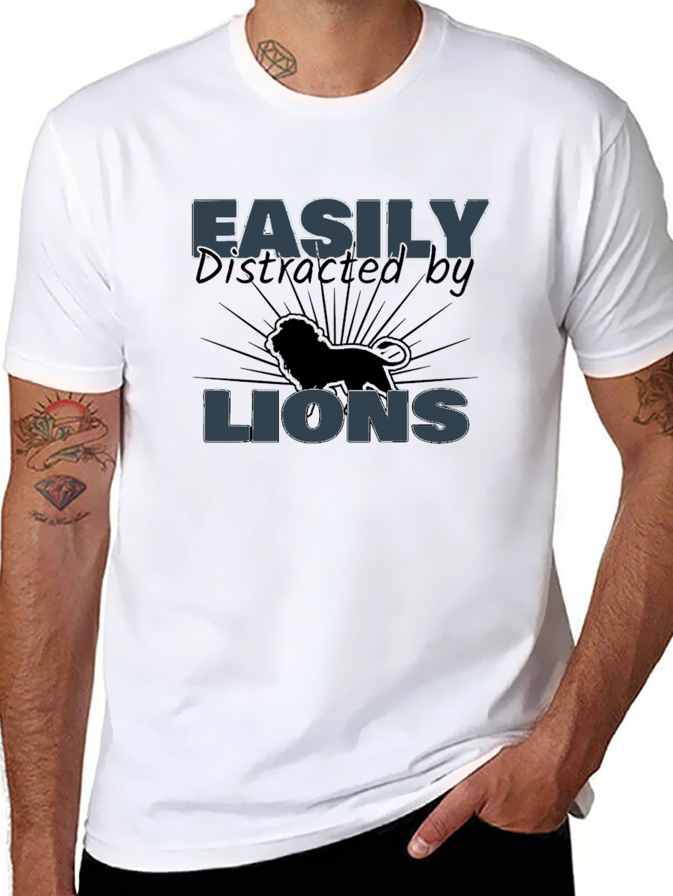 Easily Distracted by Lions Mens Black T-Shirt