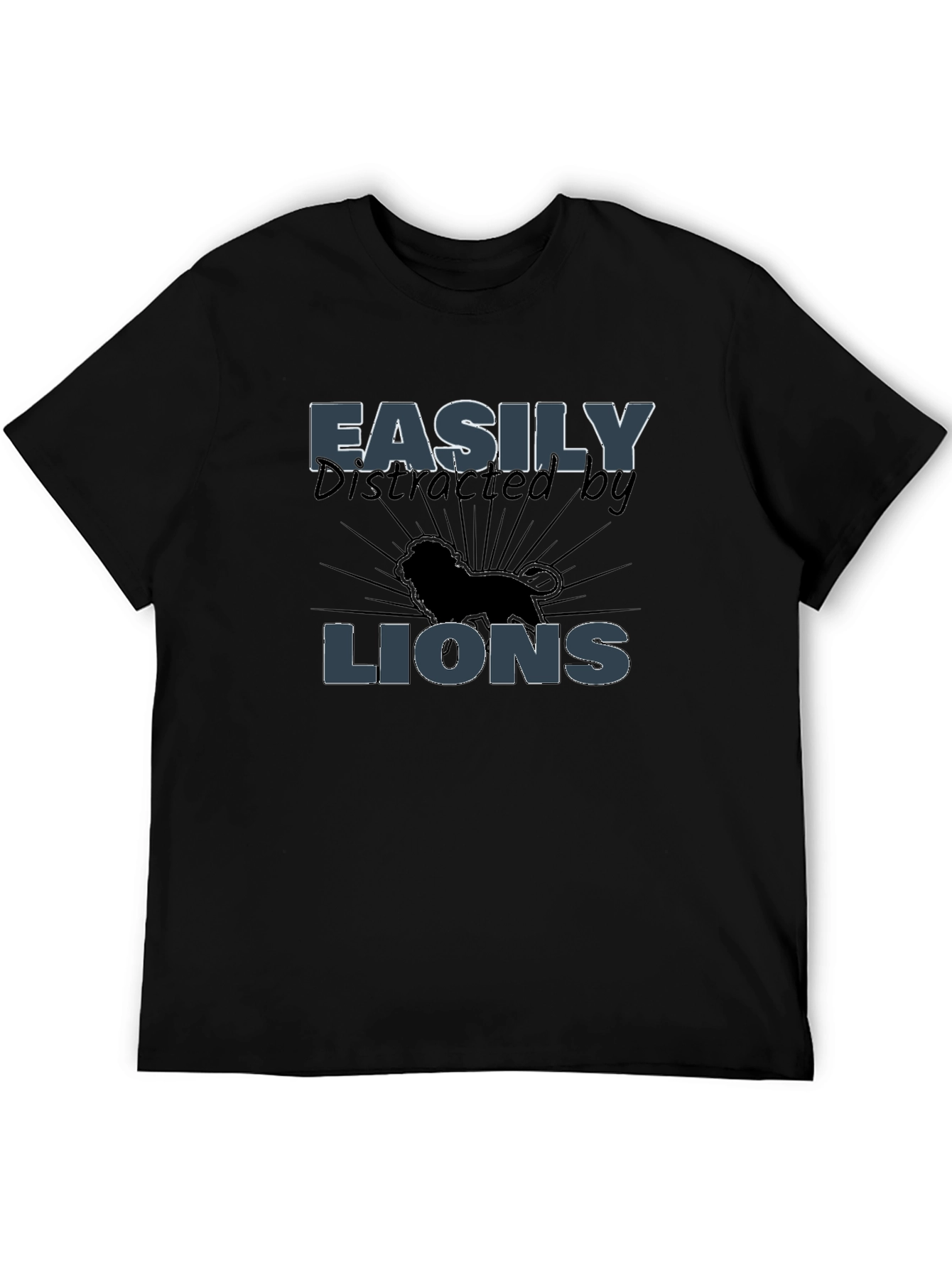Easily Distracted by Lions Mens Black T-Shirt