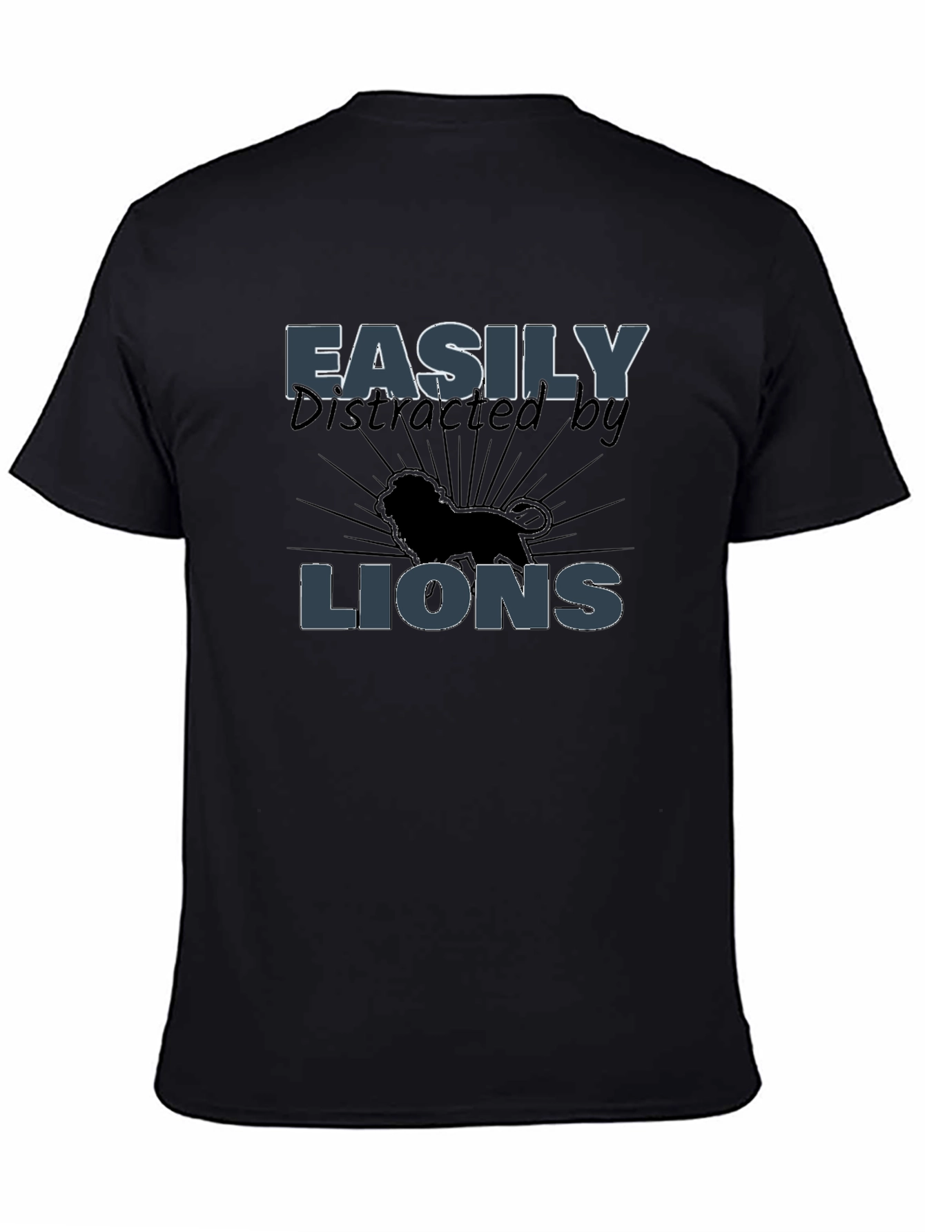 Easily Distracted by Lions Mens Black T-Shirt