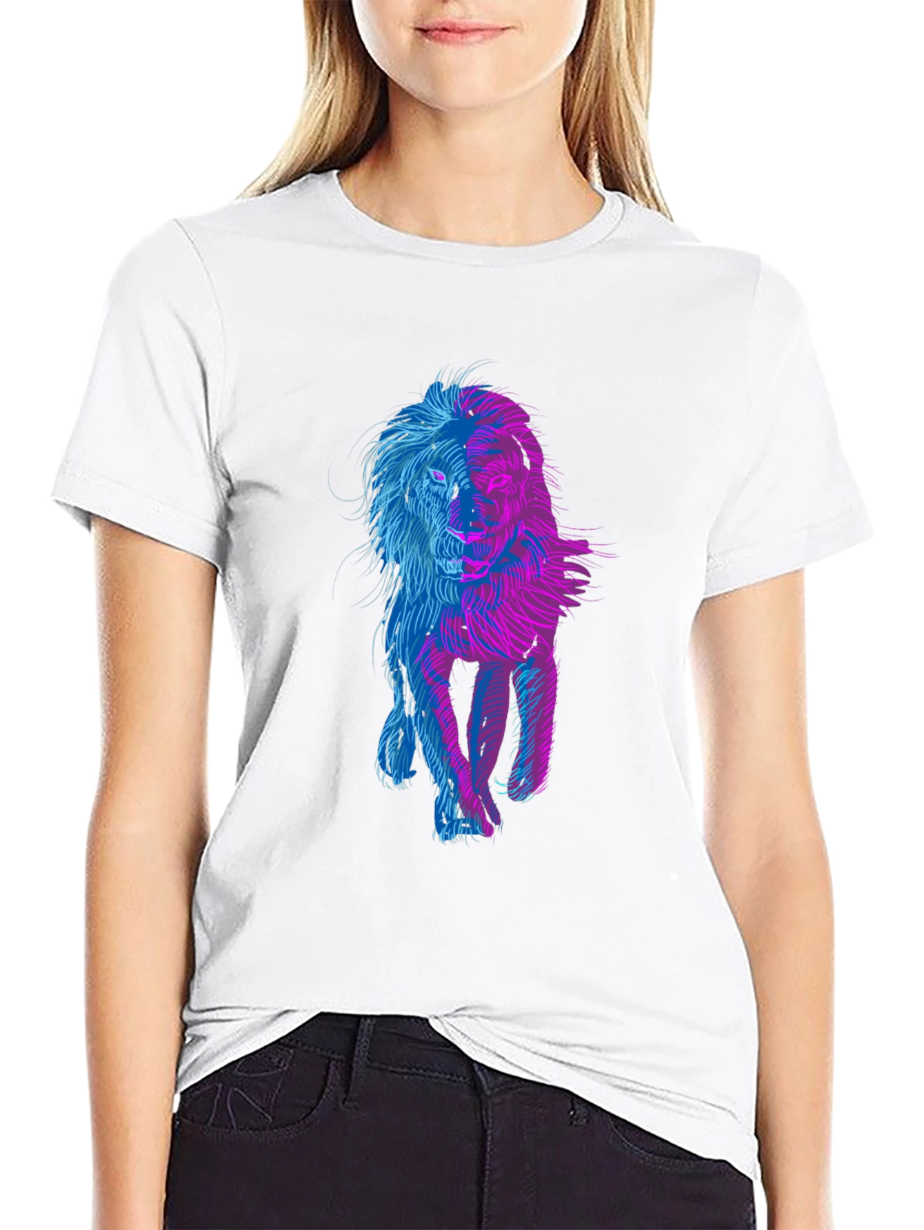 Lion Graphic Print Black T-Shirt