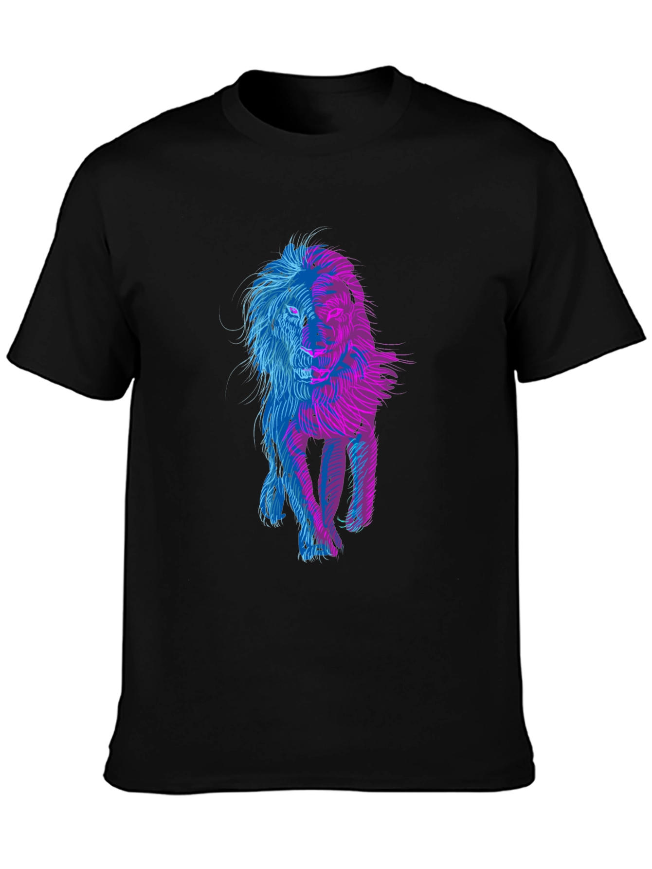 Lion Graphic Print Black T-Shirt