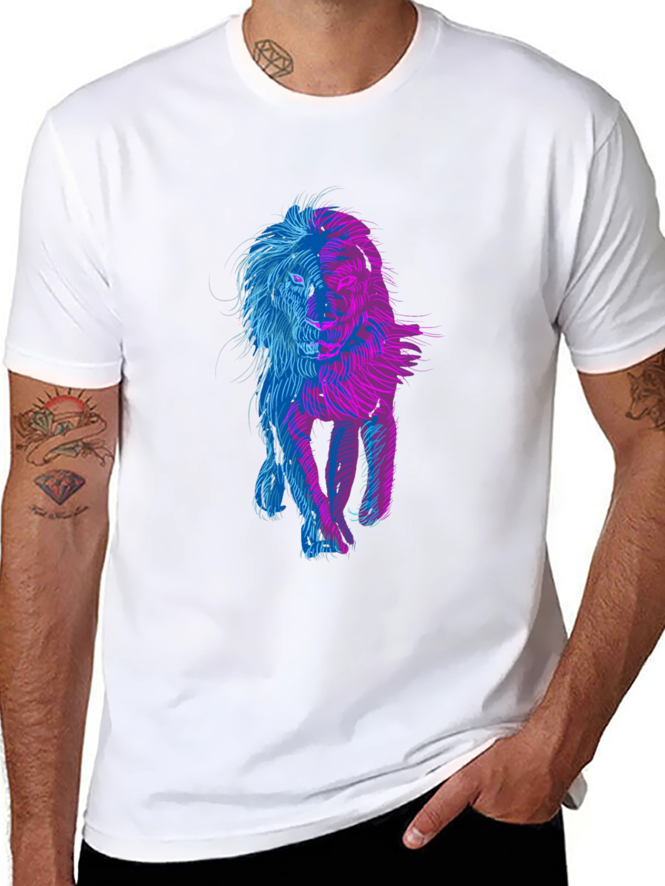 Lion Graphic Print Black T-Shirt