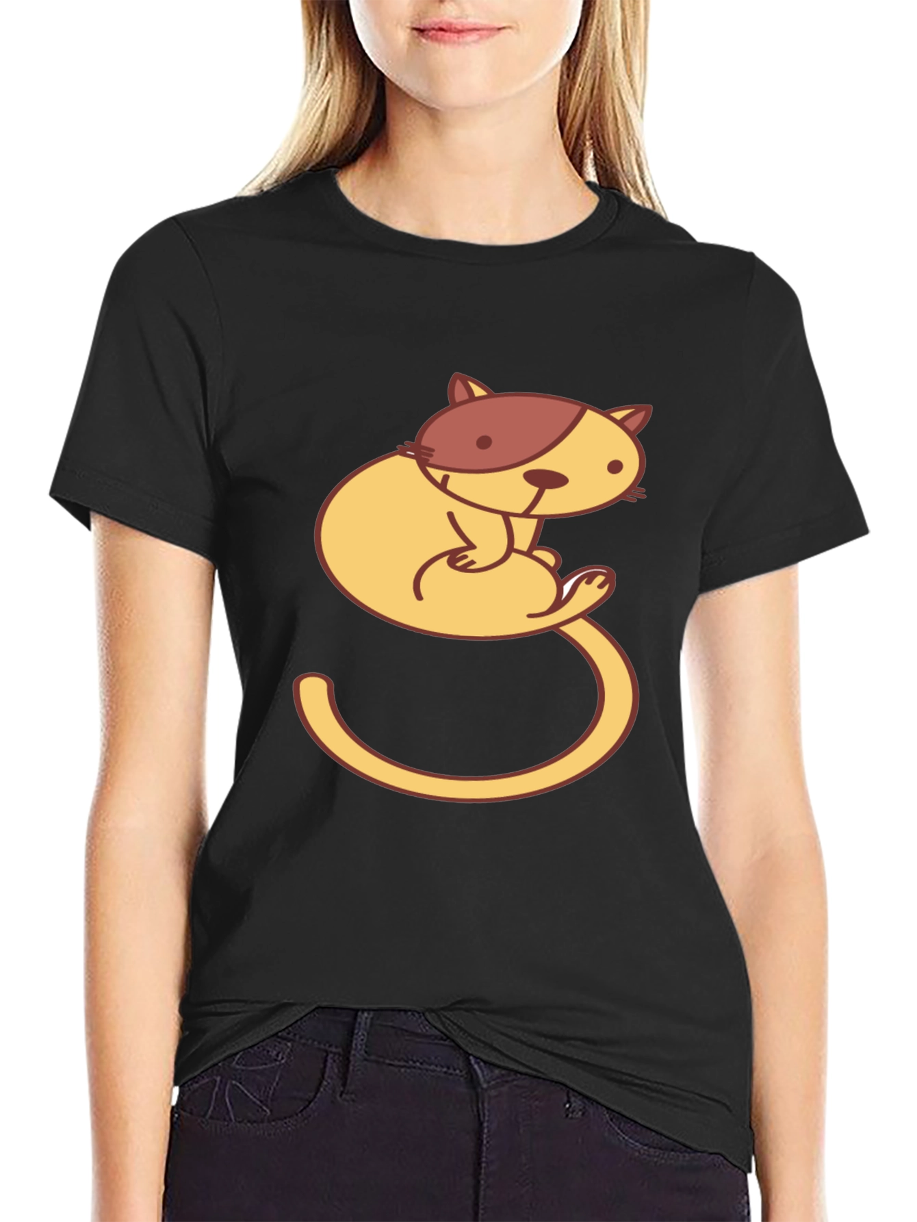 Cute Cat Graphic T-Shirt - Unisex Black Tee