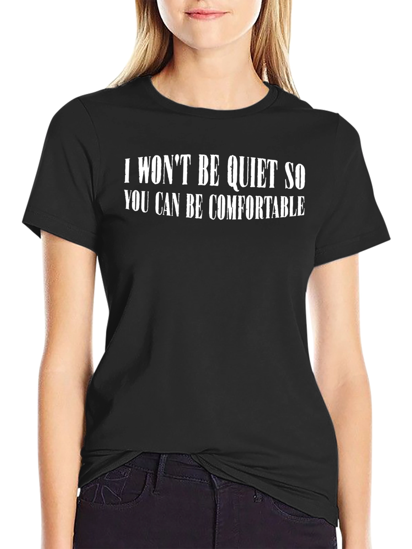 I Wont Be Quiet Slogan Black T-Shirt