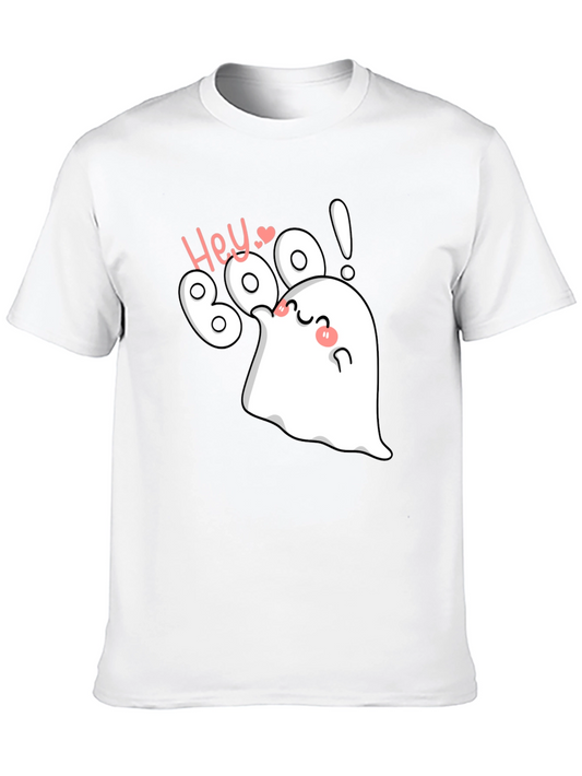 Hey Boo! Halloween Ghost Graphic Tee - Black