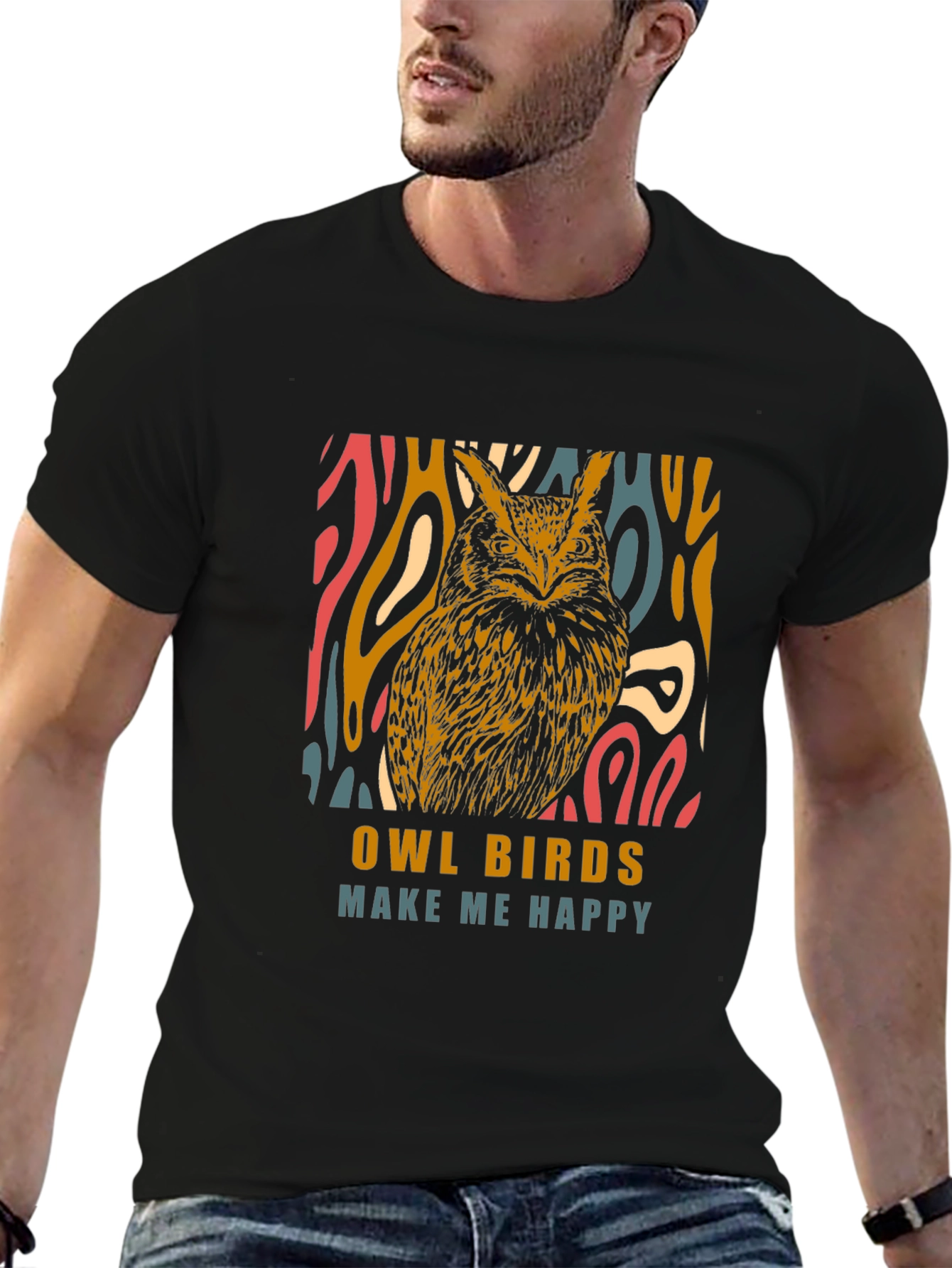 Owl Birds Make Me Happy Graphic T-Shirt