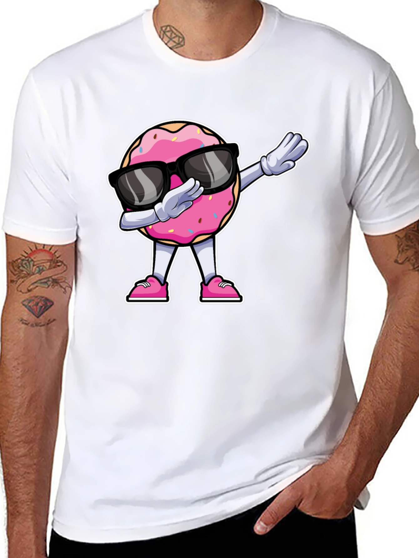 Dabbing Donut T-Shirt - Funny Cartoon Tee