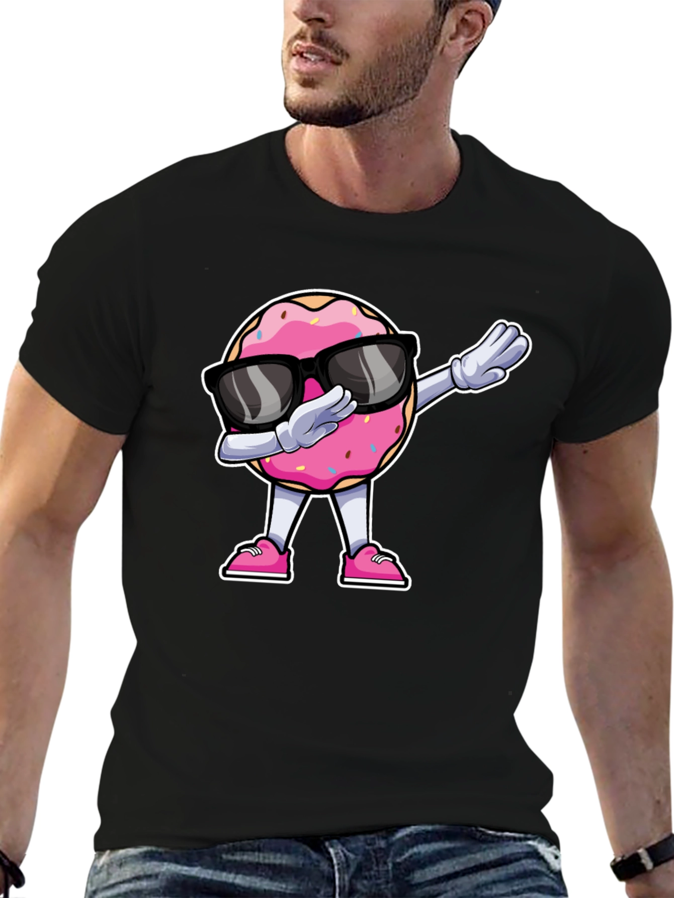 Dabbing Donut T-Shirt - Funny Cartoon Tee
