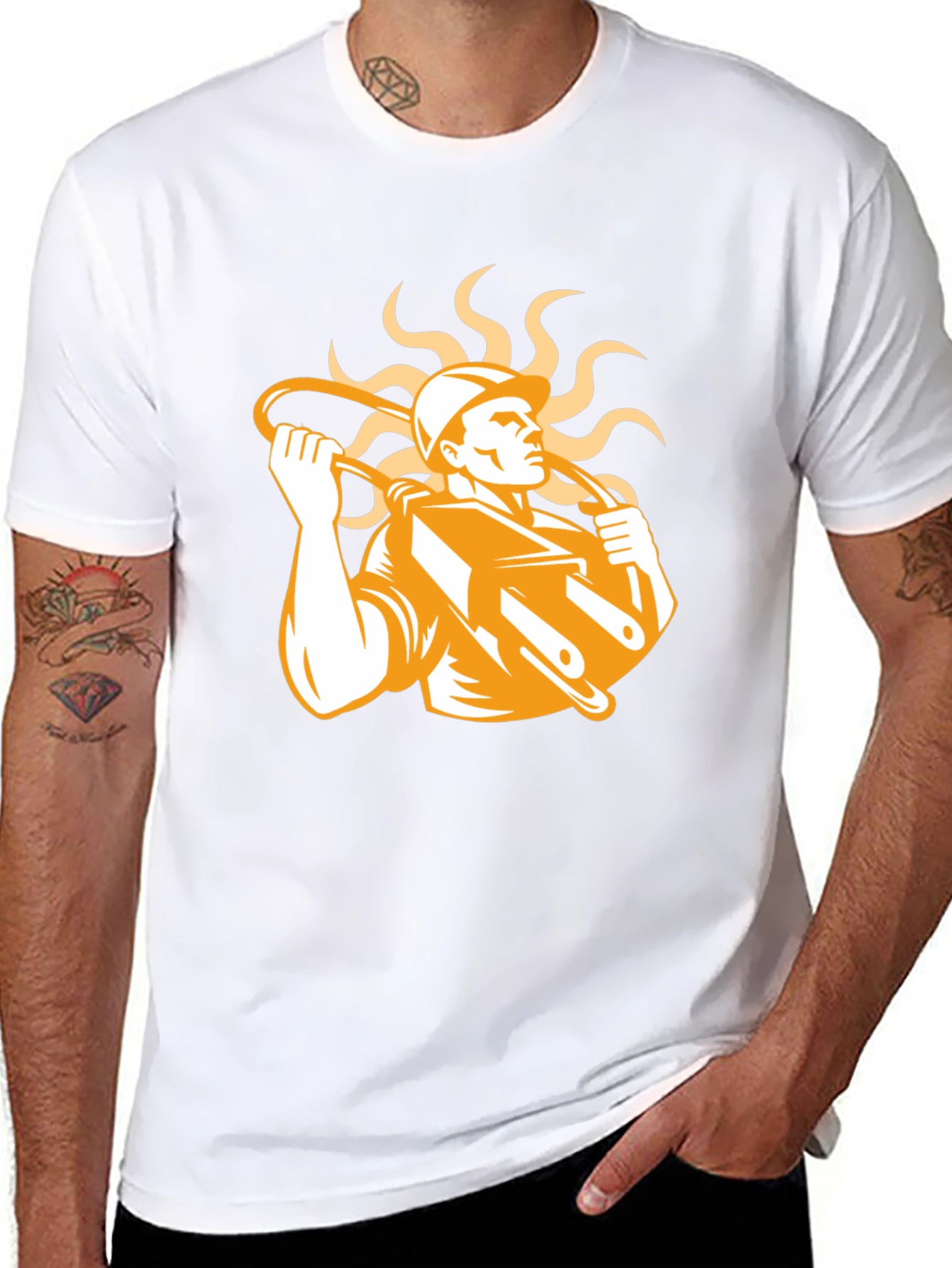 Electrician Graphic Print Black T-Shirt