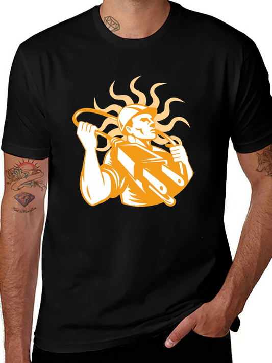 Electrician Graphic Print Black T-Shirt