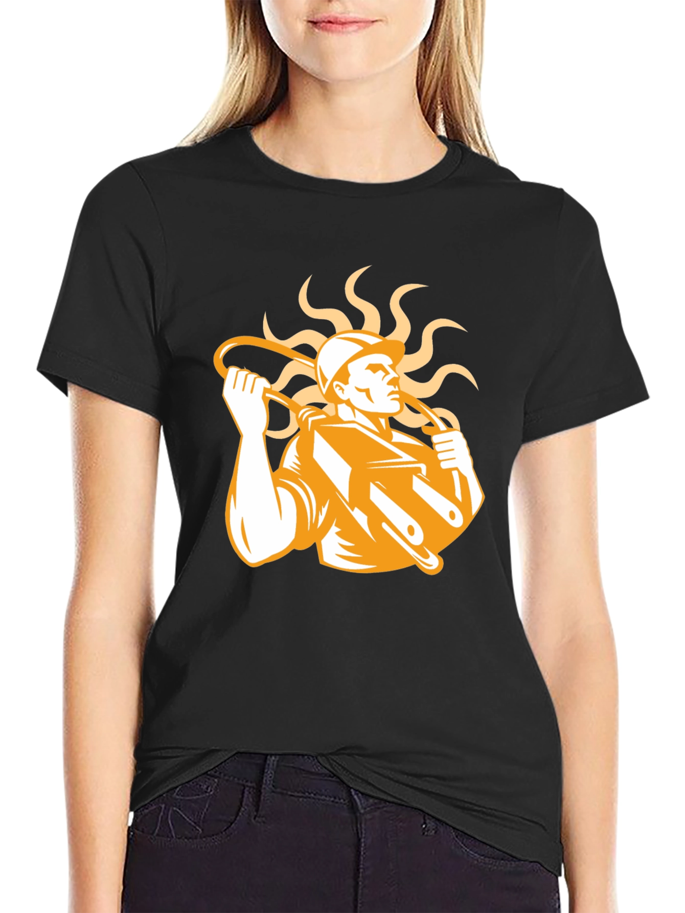 Electrician Graphic Print Black T-Shirt