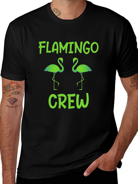 Flamingo Crew Graphic T-Shirt -  Tropical Bird Tee