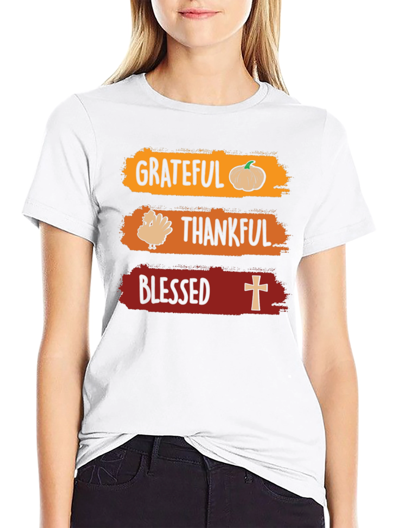 Grateful Thankful Blessed Thanksgiving T-Shirt