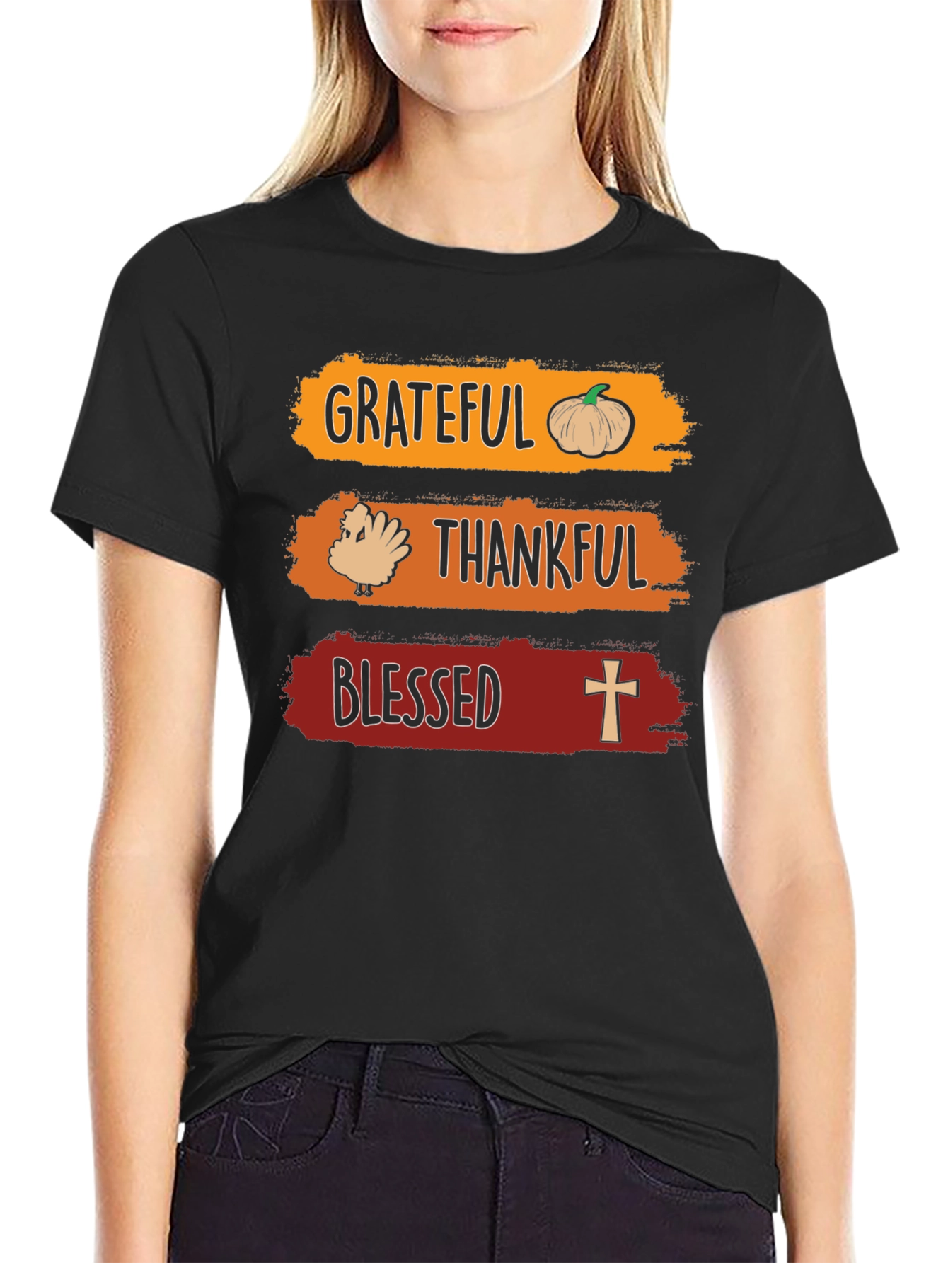 Grateful Thankful Blessed Thanksgiving T-Shirt
