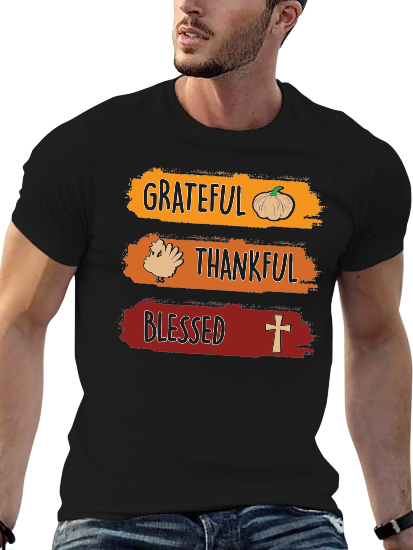 Grateful Thankful Blessed Thanksgiving T-Shirt