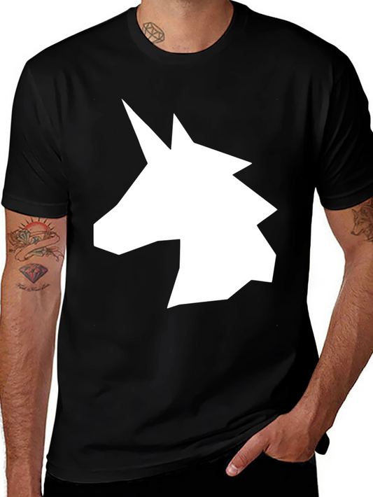 Geometric Unicorn Graphic Tee - Mens Black T-Shirt