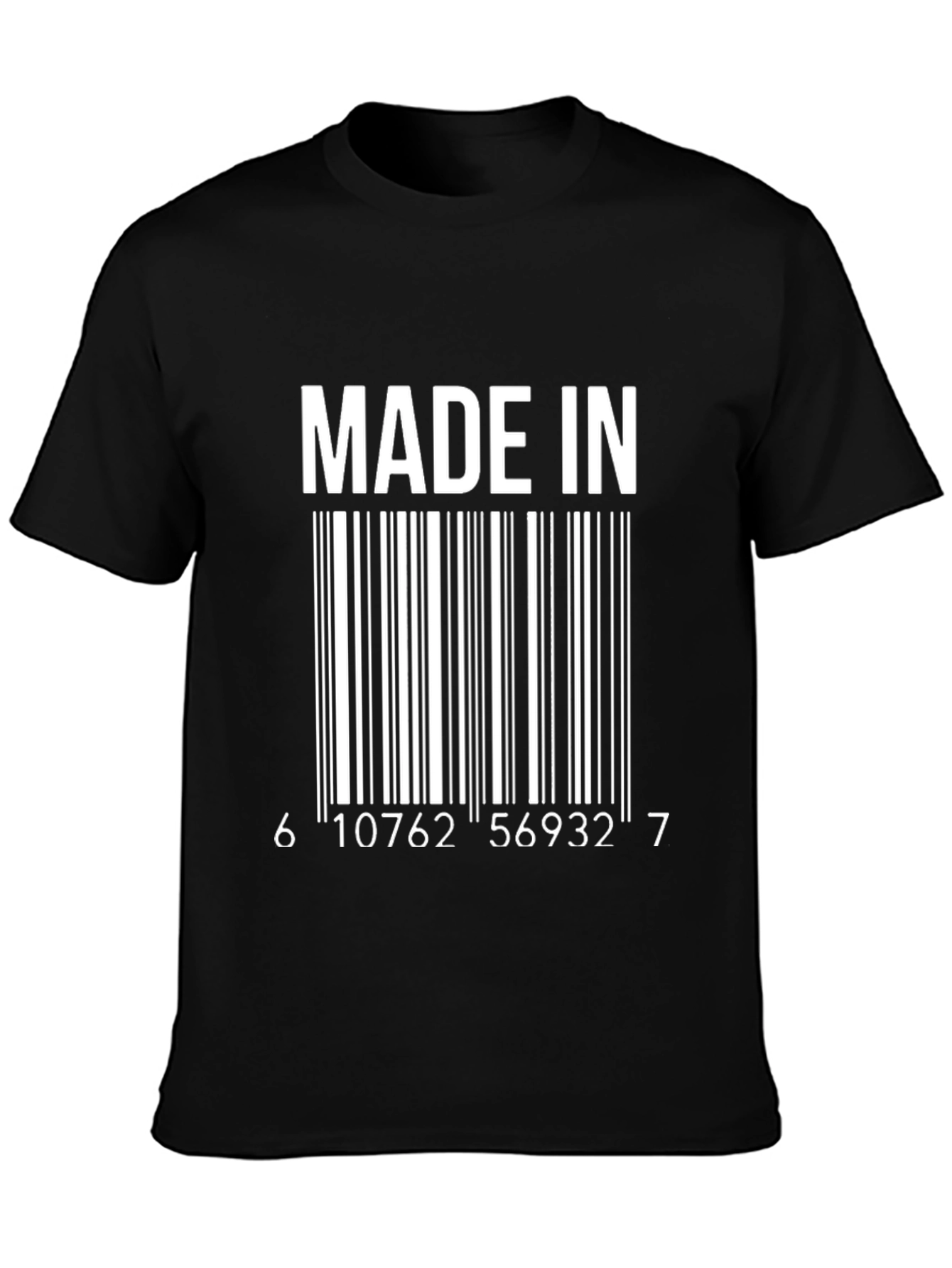 Made In Barcode Graphic Tee - Novelty T-Shirt